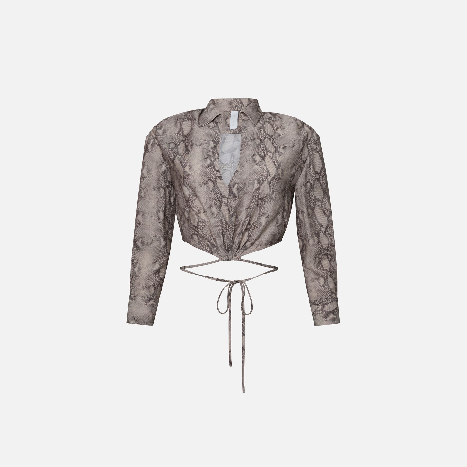 Jonathan Simkhai Mazzy Printed Strap Detail Crop Shirt - Python