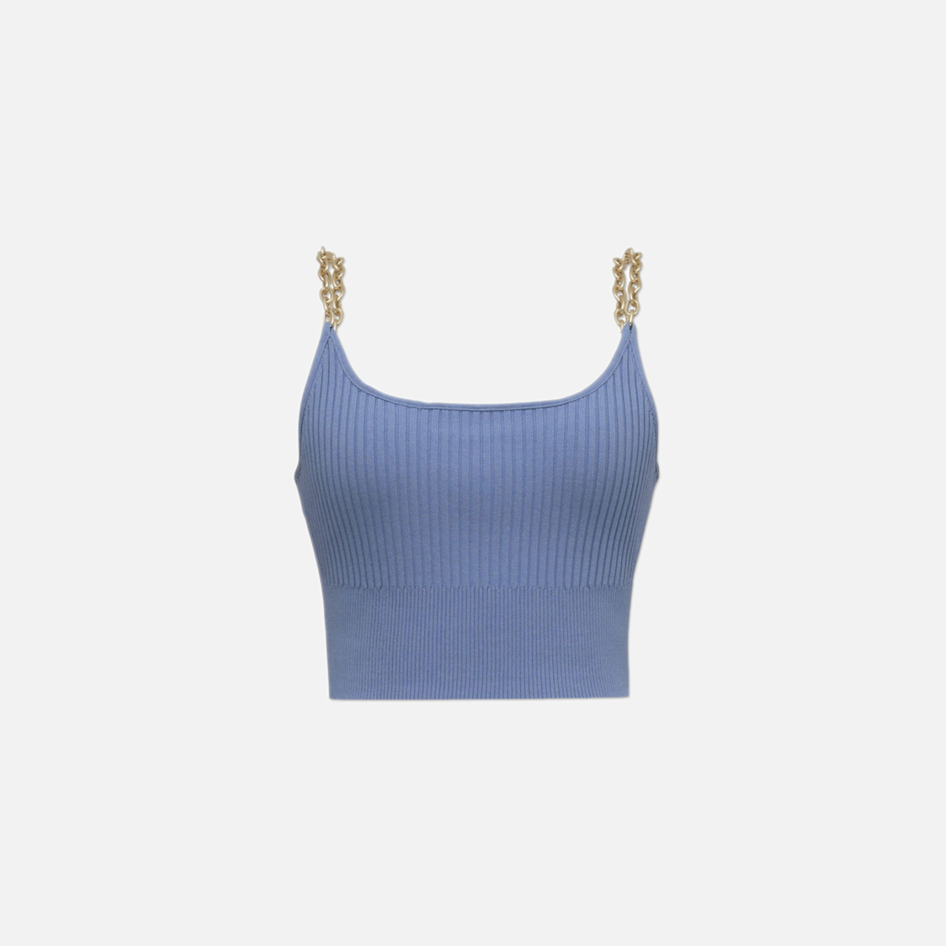 Jonathan Simkhai Genevieve Compact Rib Tank Top w/ Chain - Periwinkle