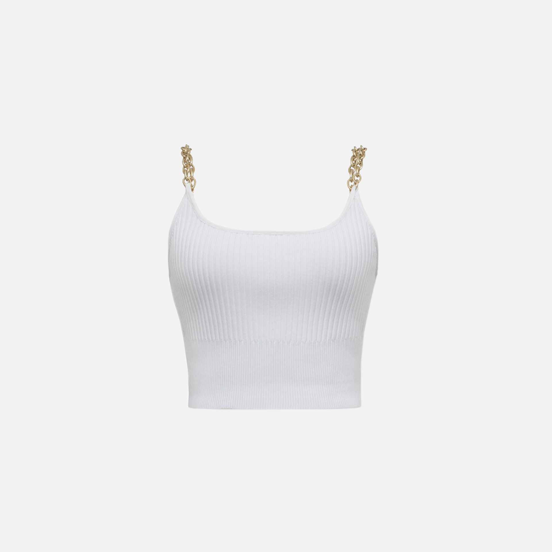 Jonathan Simkhai Genevieve Compact Rib Tank Top w/ Chain - White