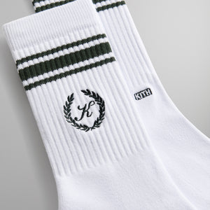 Erlebniswelt-fliegenfischenShops Striped Script Laurel Logo Sock - White