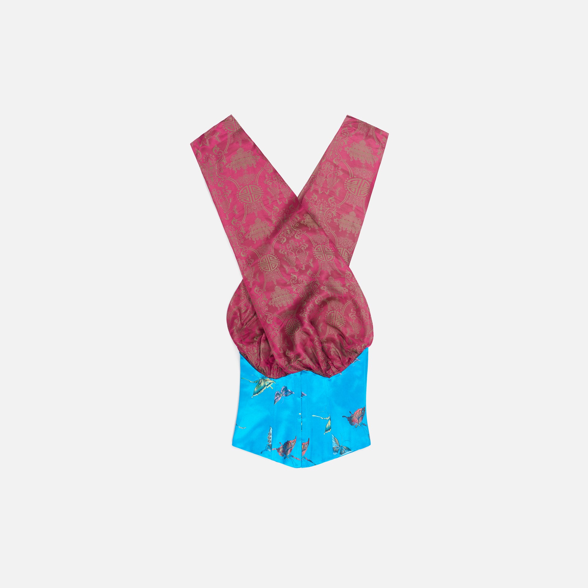 Kim Shui Butterfly Silk Wrap Bustier - Blue