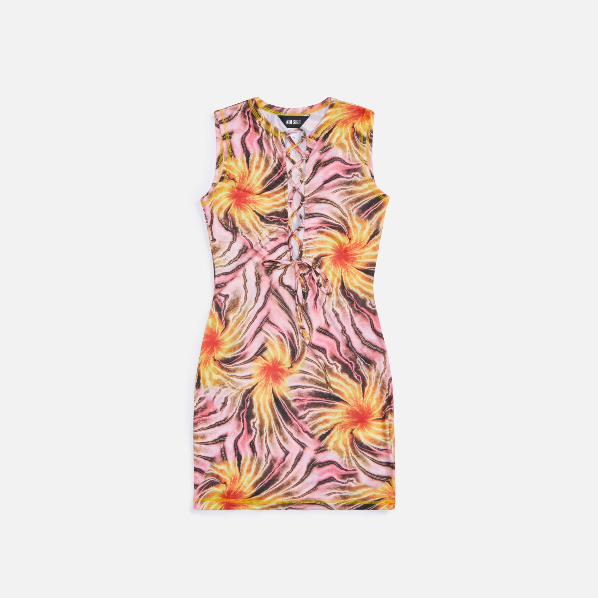 Kim Shui Tropics Lace Up Dress - Pink Floral