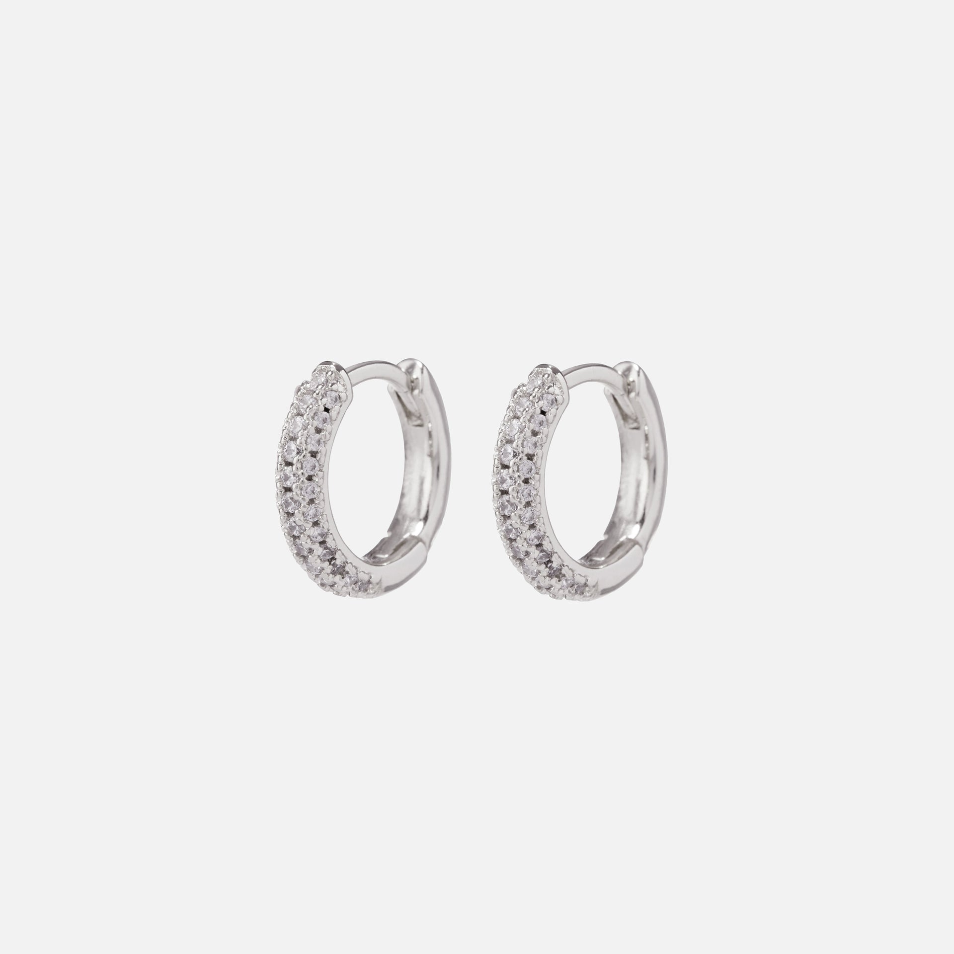 Luv AJ Pave Dome Huggies - Silver