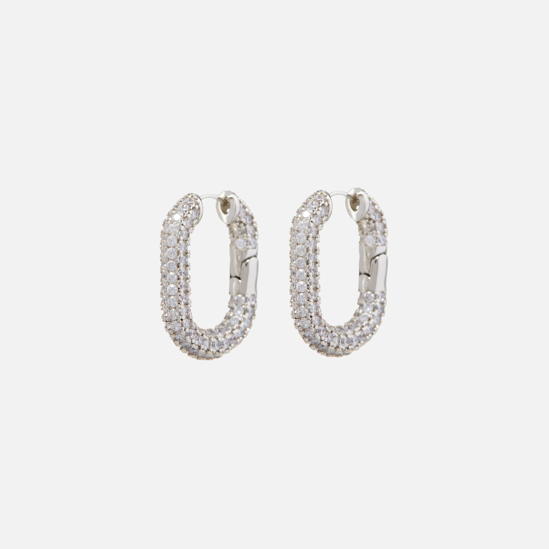 Luv AJ XL Pave Chain Link Hoops - Silver