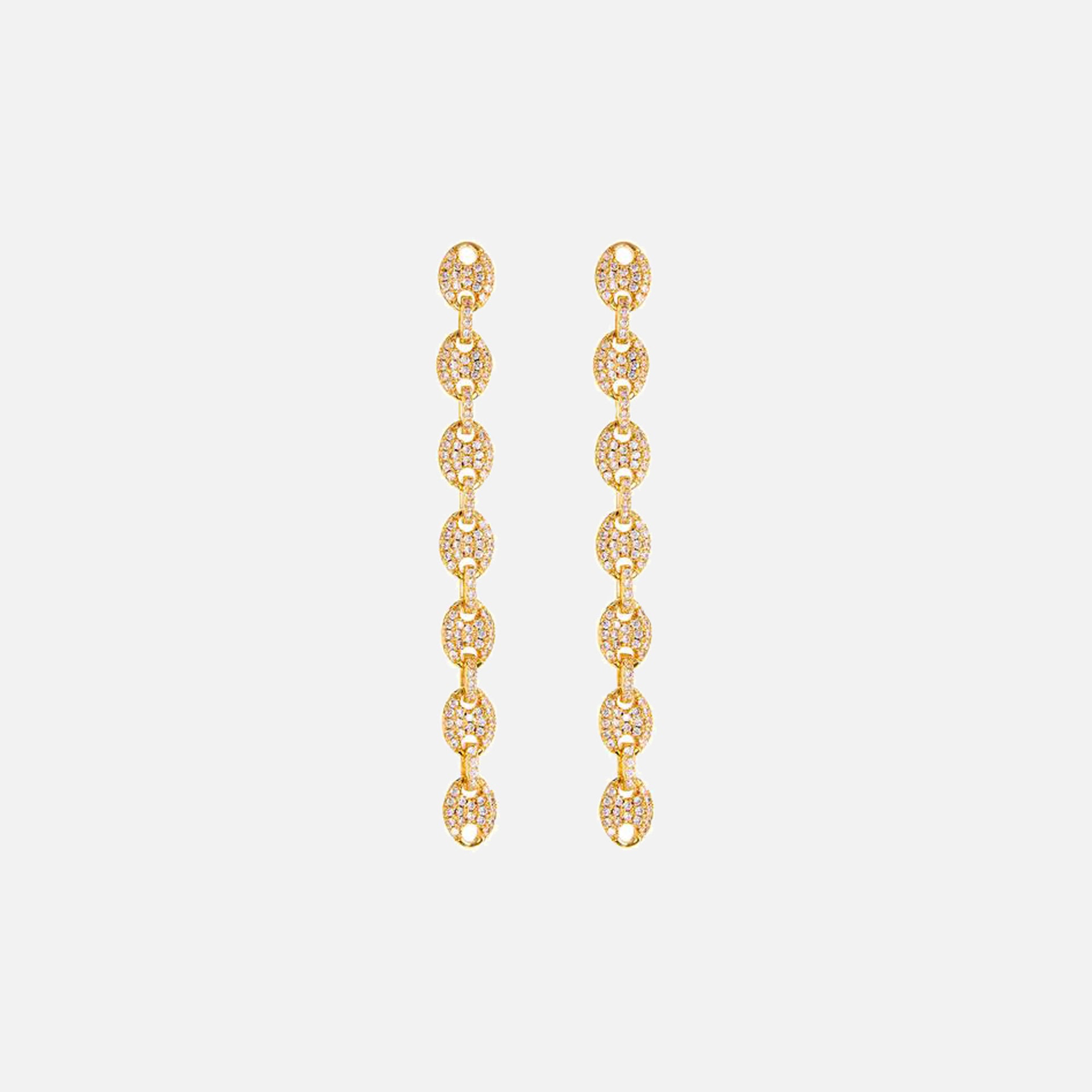 Luv AJ The Pave Mariner Link Drop Earrings - Gold