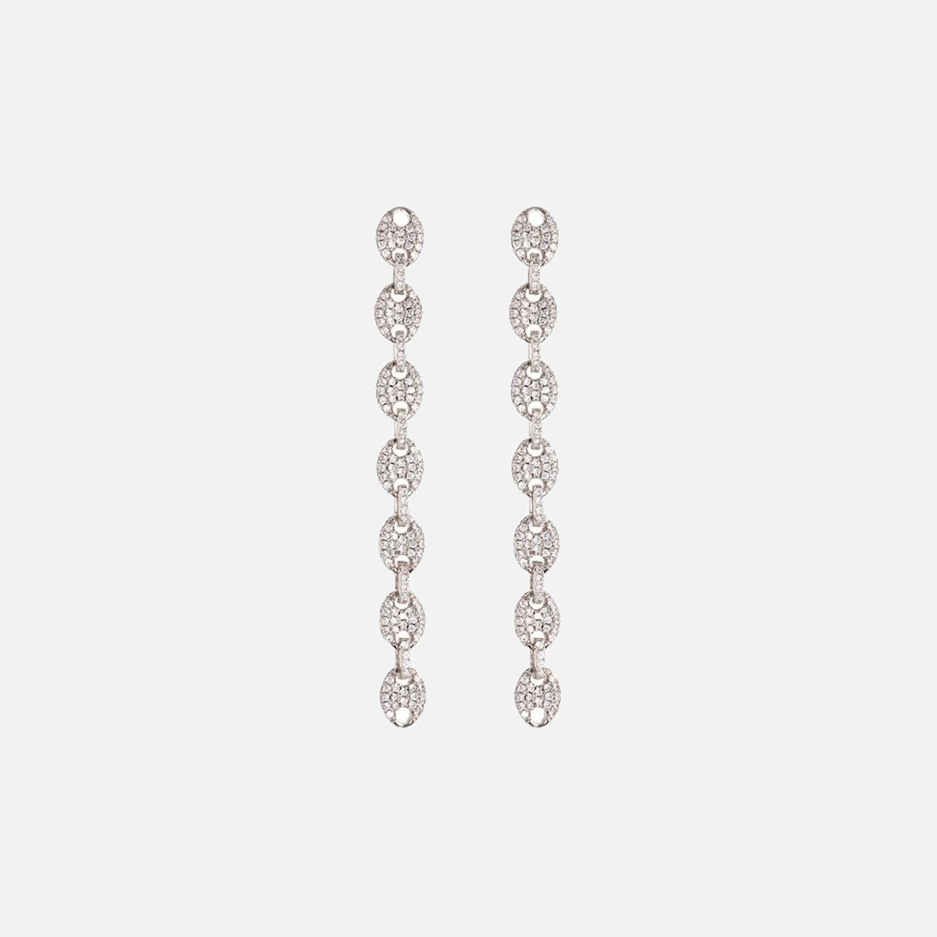 Luv AJ The Pave Mariner Link Drop Earrings - Silver