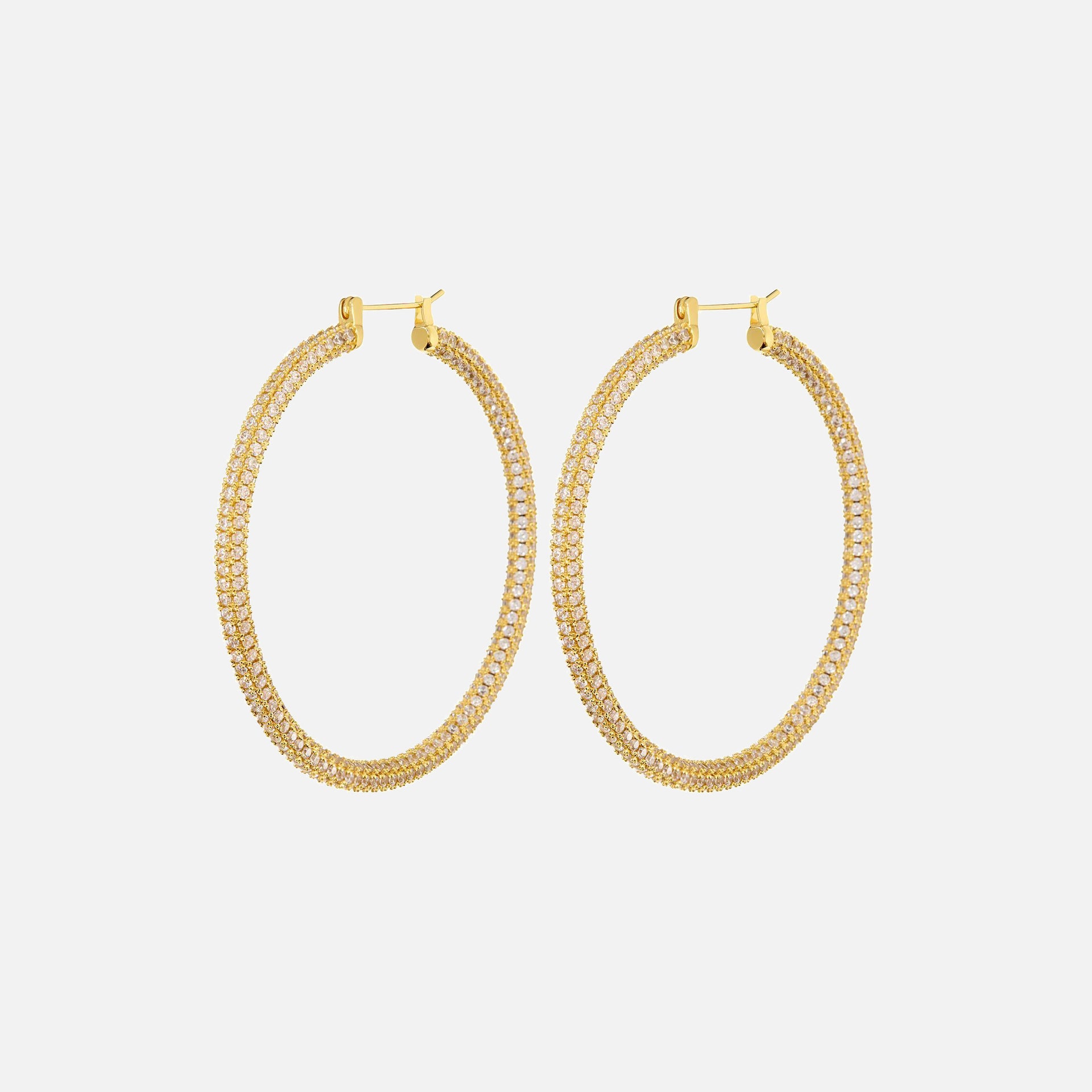 Luv AJ XL Pave Skinny Amalfi Hoops - Gold