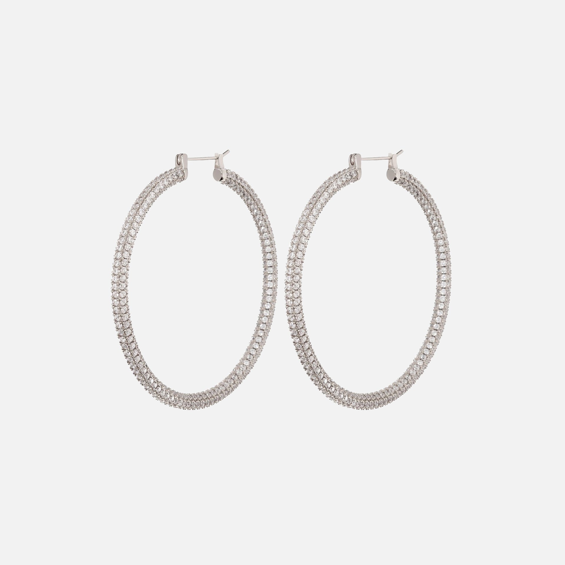 Luv AJ XL Pave Skinny Amalfi Hoops - Silver