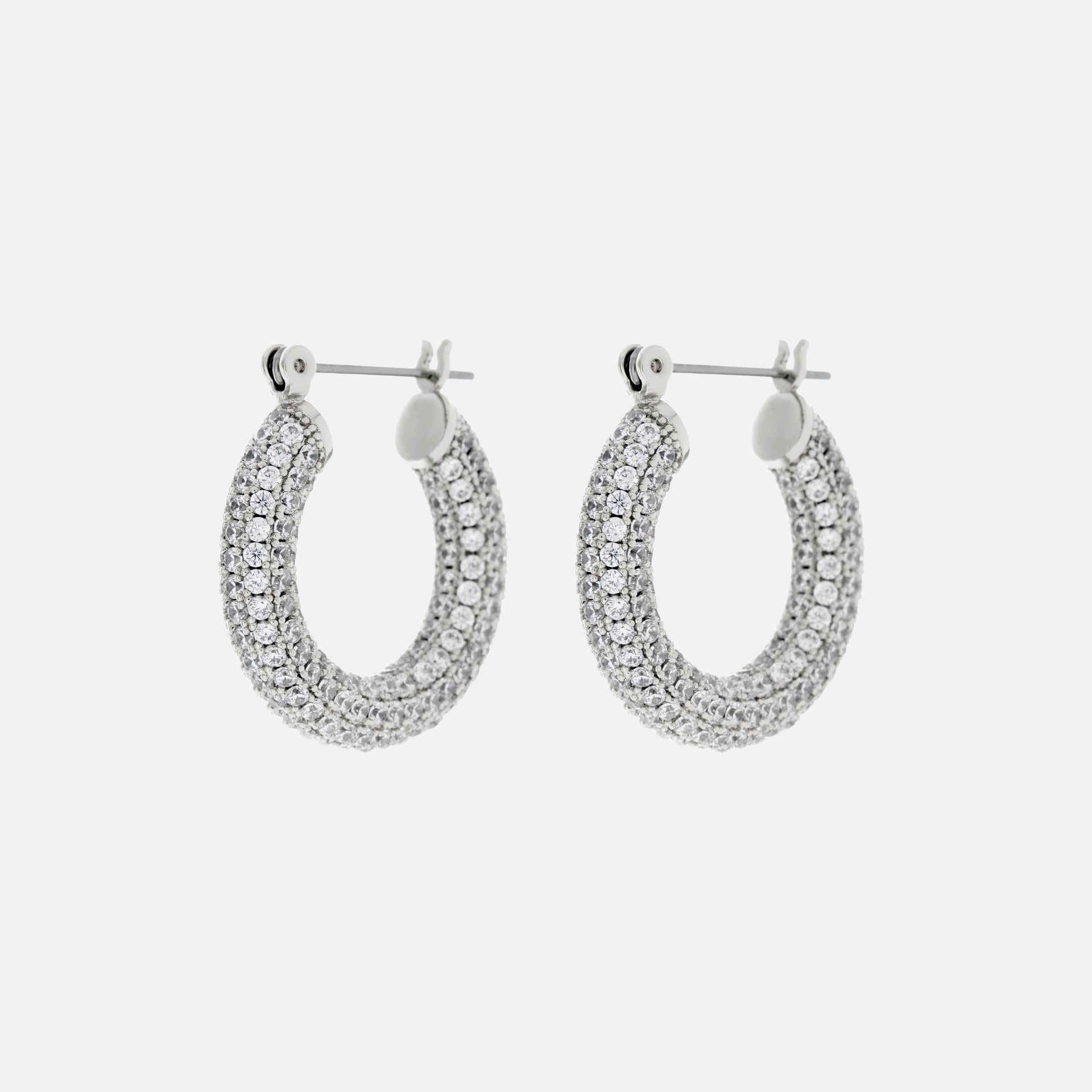 Luv AJ Pave Baby Amalfi Hoops - Silver