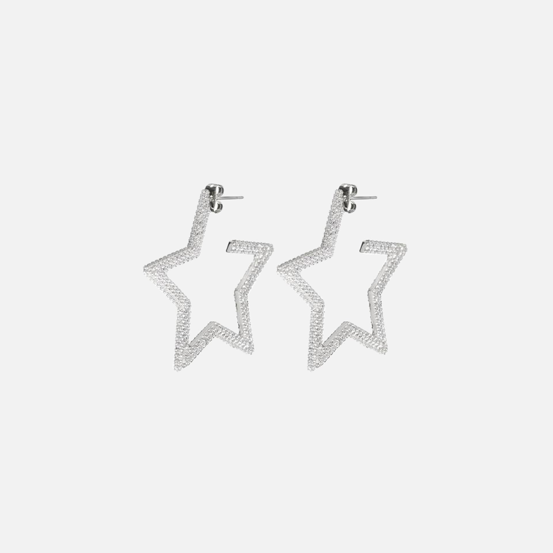 Luv AJ Pave Star Hoops - Silver