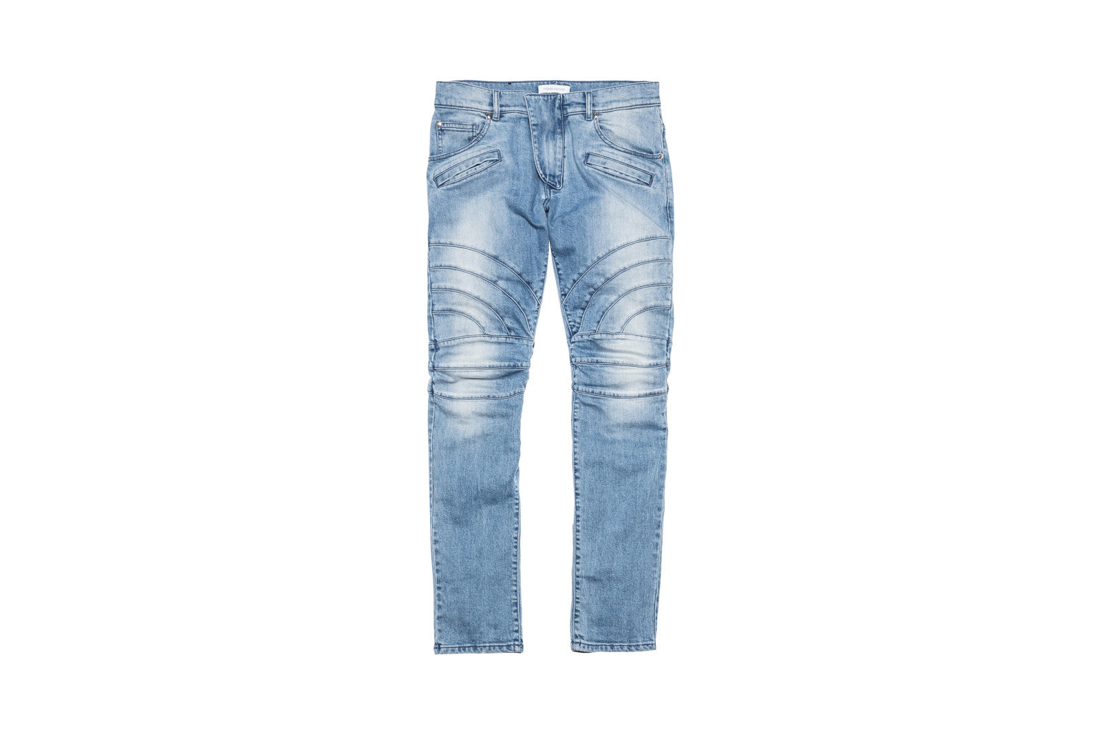 Pierre Balmain Moto Curve Knee Denim - Light Blue