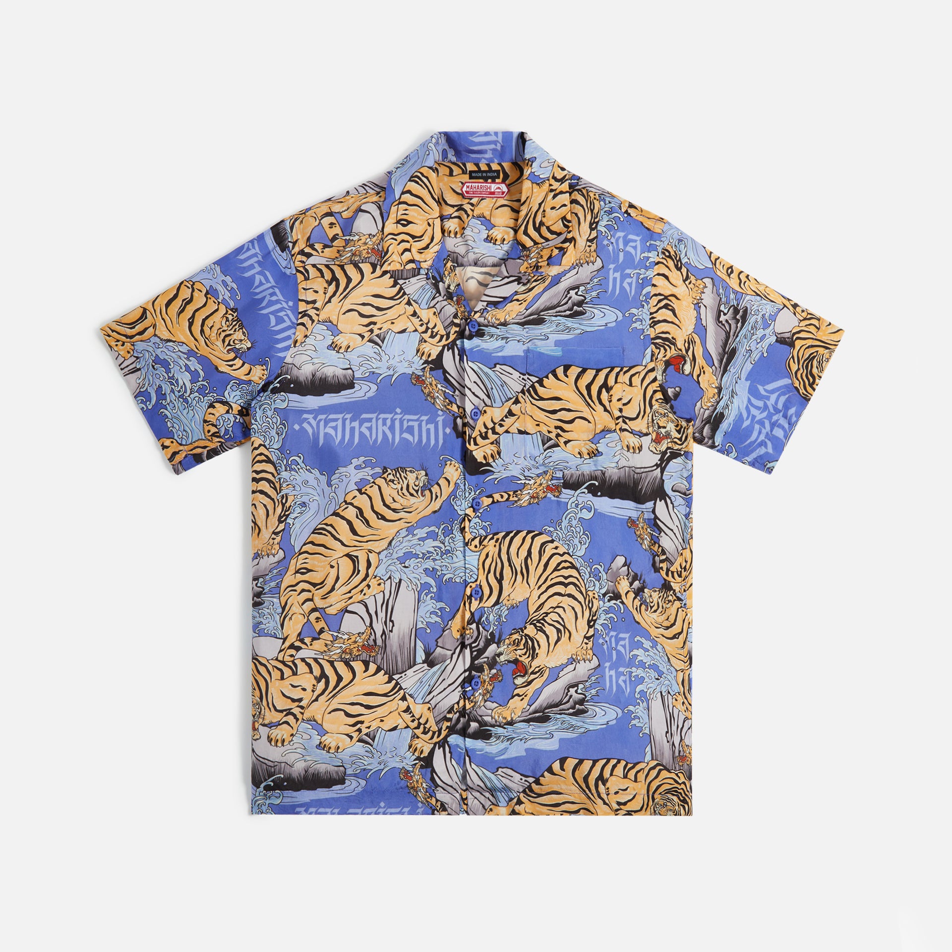 Maharishi Water Tiger Camp Collar Shirt - Blue