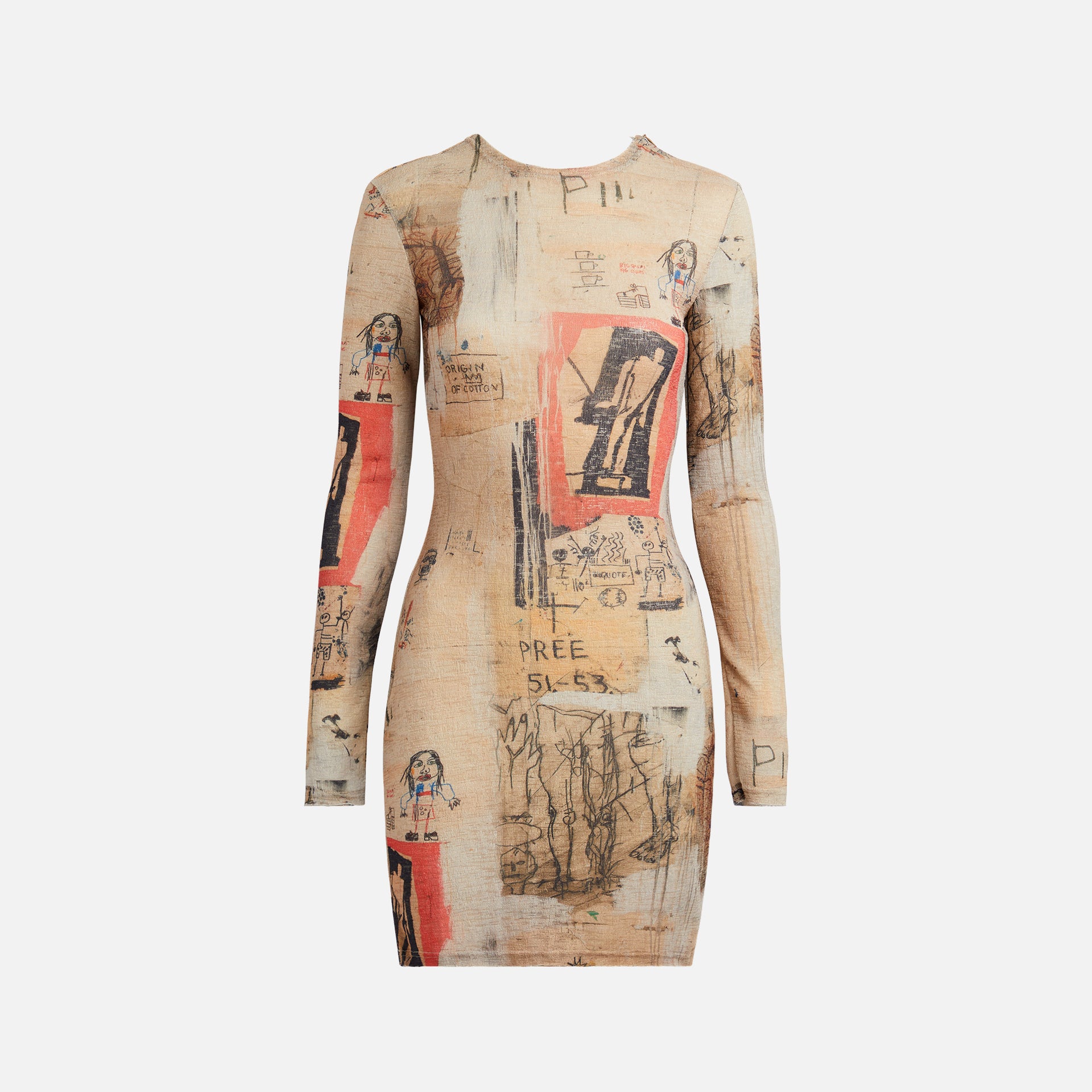 MISBHV Basquiat Edition Big Shoes Mini Dress - Beige