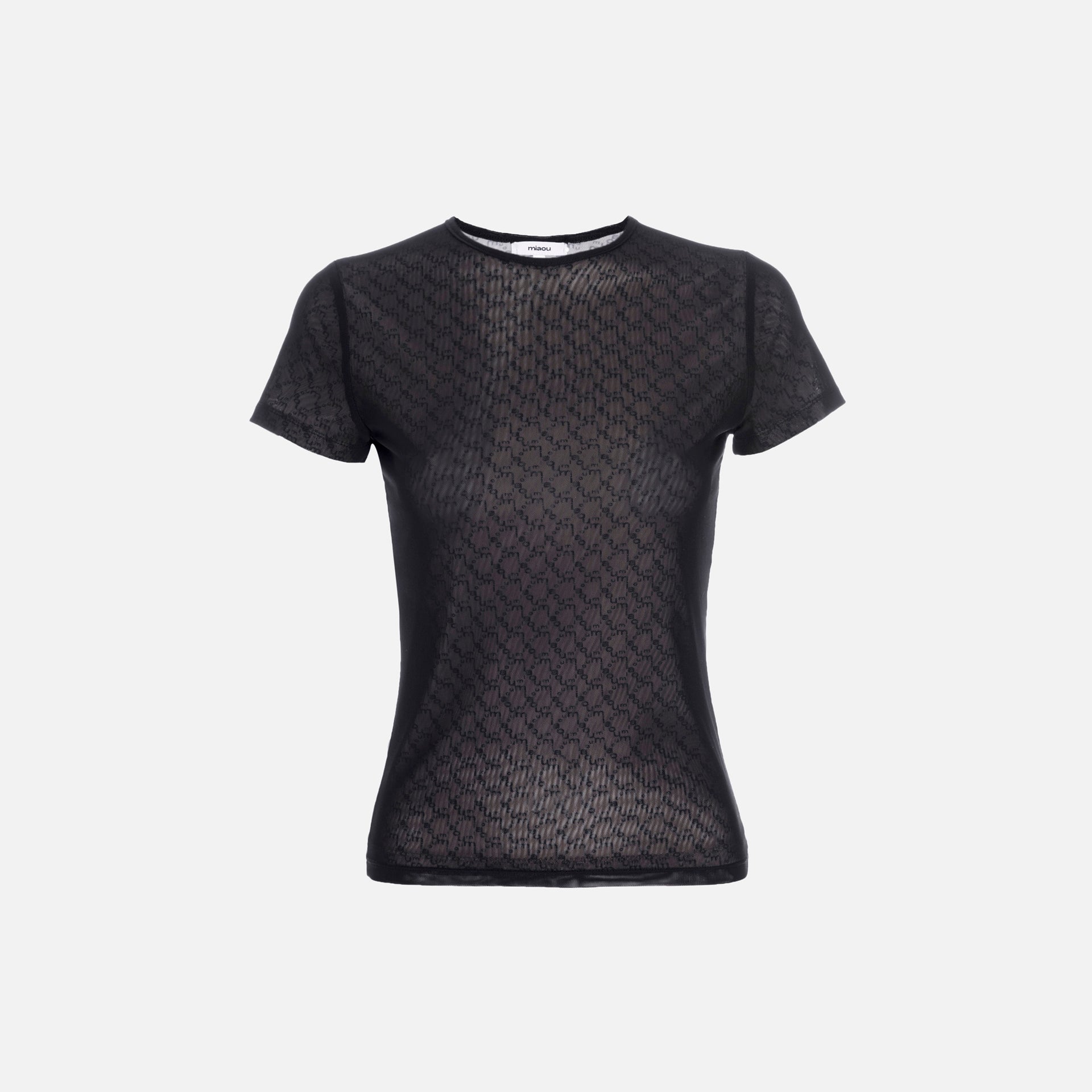 Miaou Mini Mesh Tee - Black Monogram
