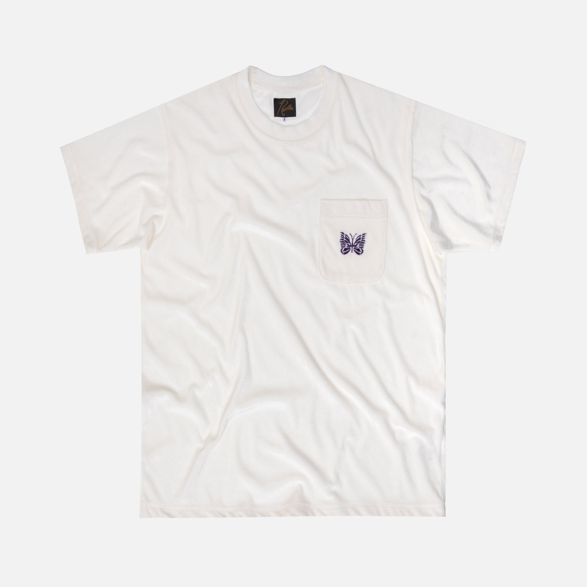 Needles Papillion Embroidered Pocket Tee - White