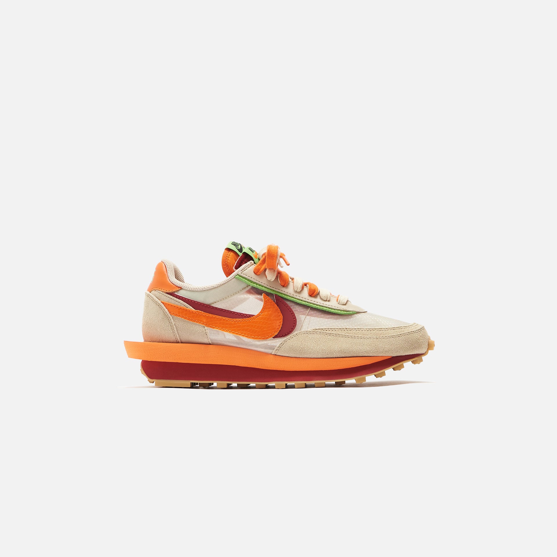 Nike x Sacai x Clot LDWaffle - Net / Orange Blaze / Deep Red / Green Bean
