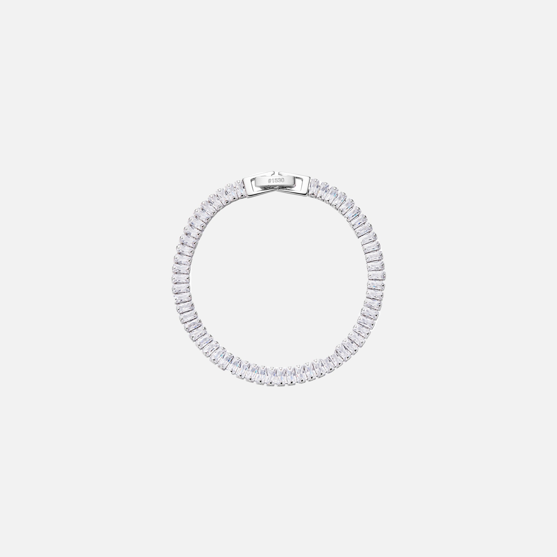 Numbering Crystal Tennis Bracelet Platinum Plated Brass
