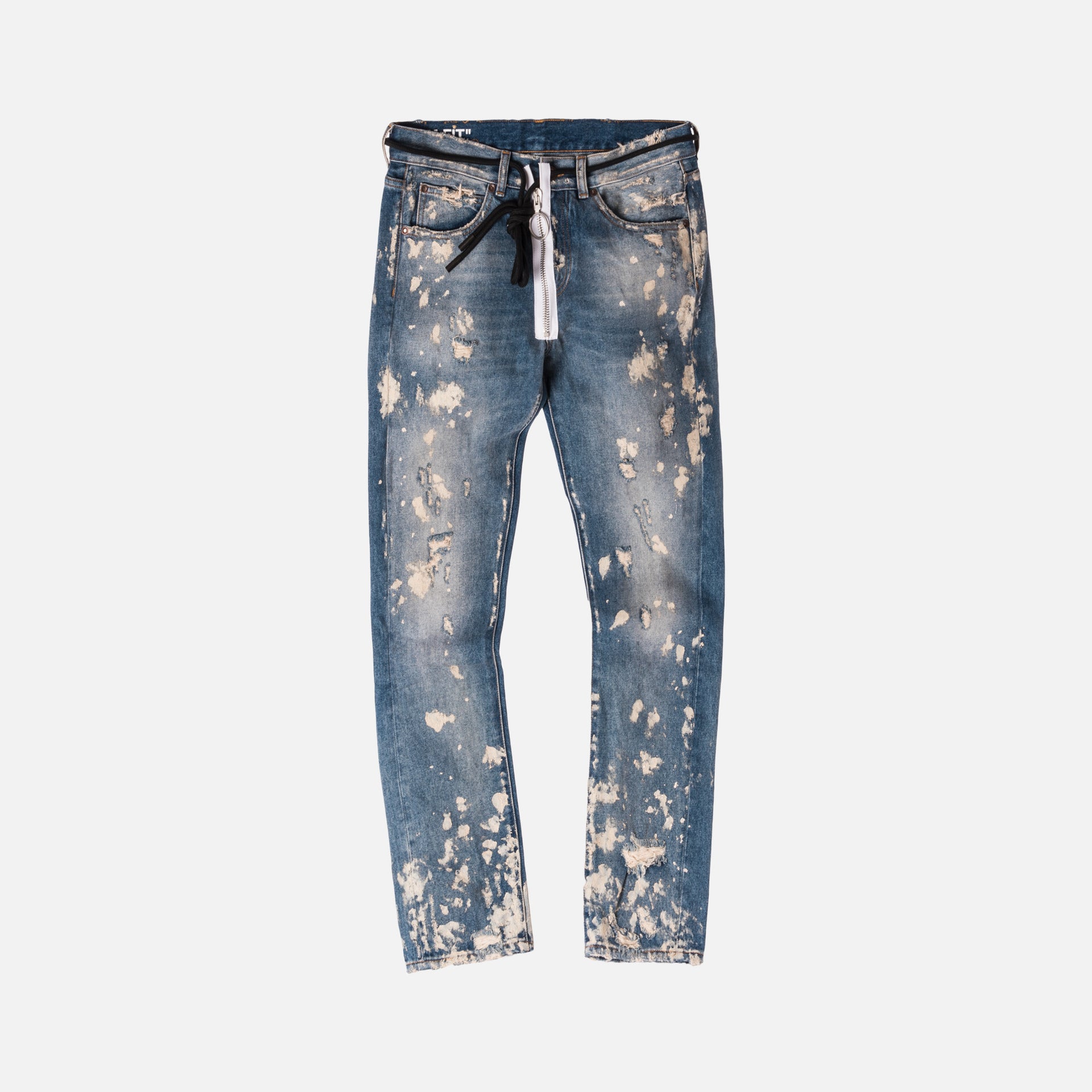 Off-White Diagonal Slim Paint Denim - Vintage White