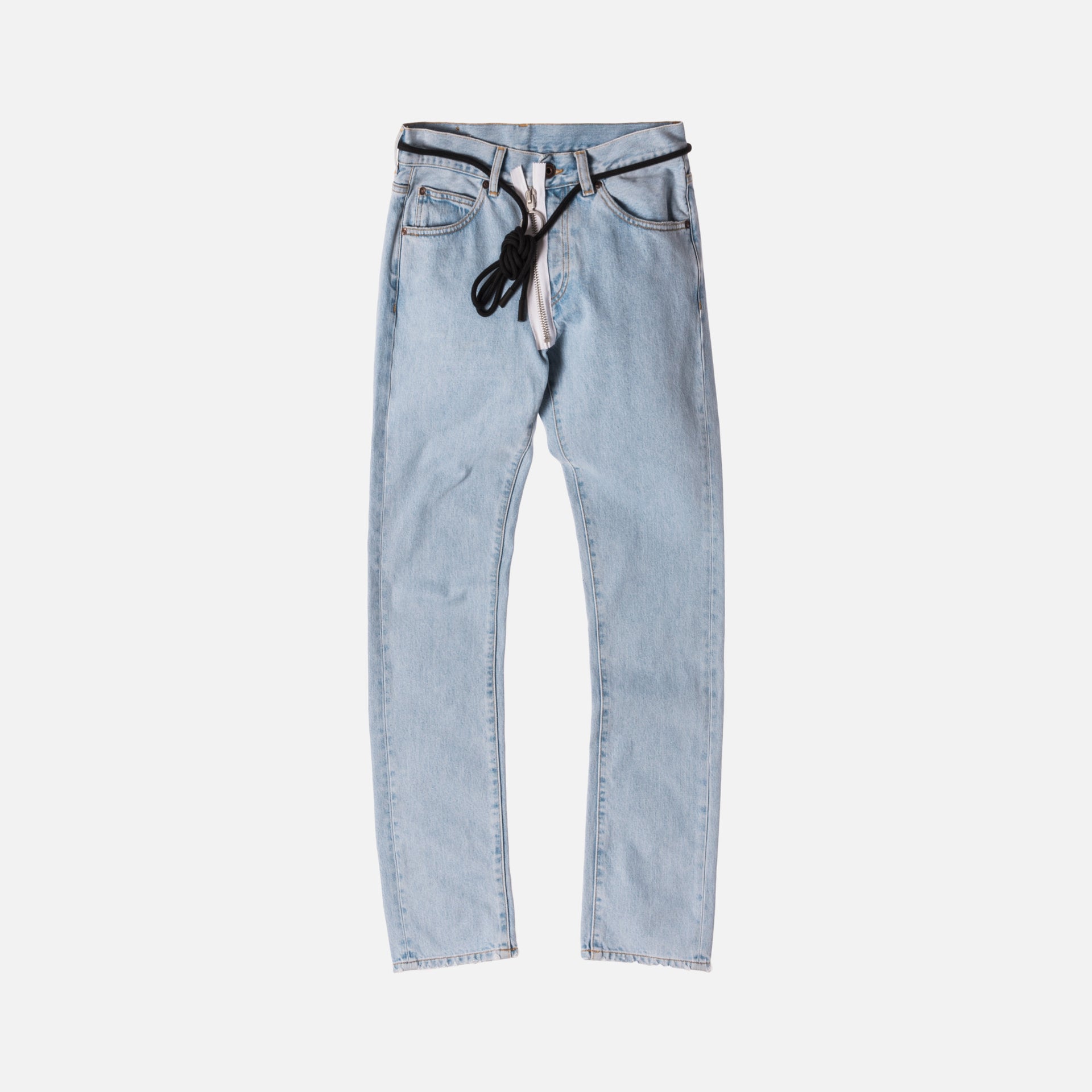 Off-White Diagonal Raw Cut Denim - Vintage Bleach