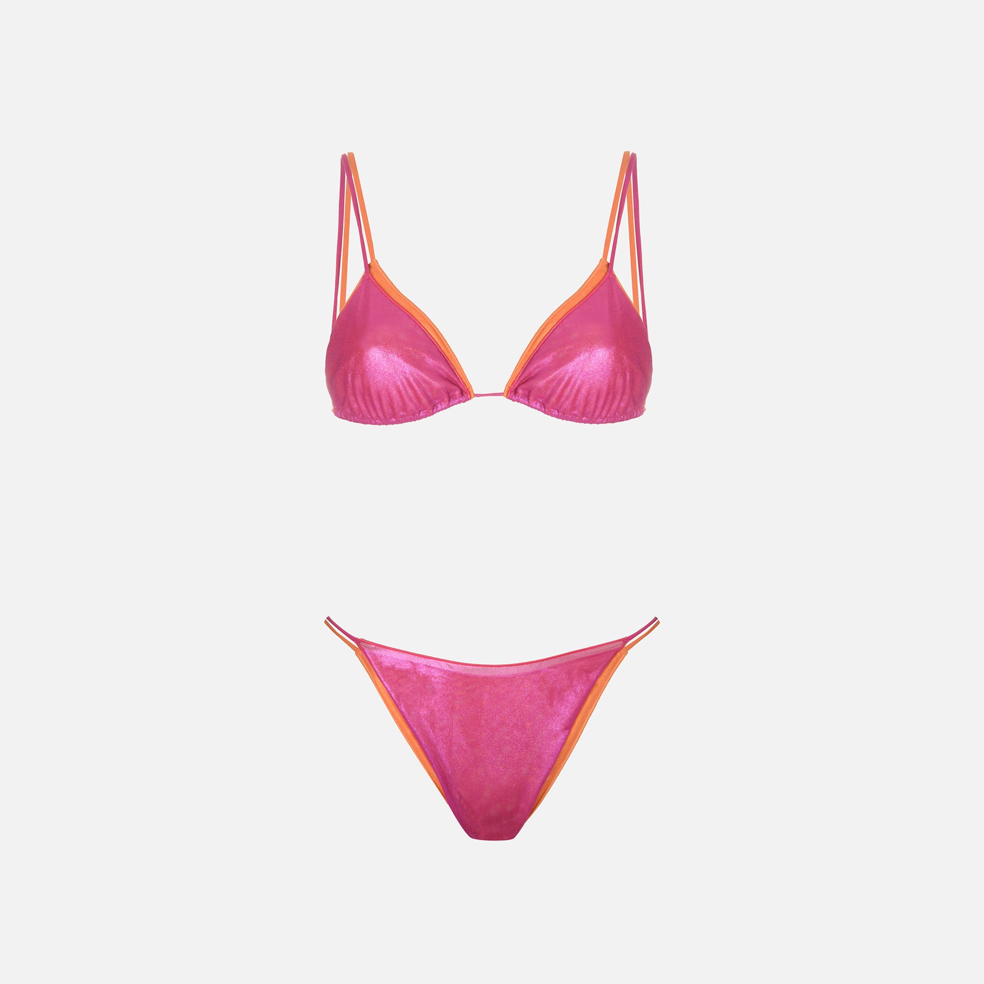 Oseree Lame Double Bikini - Orange / Fucshia