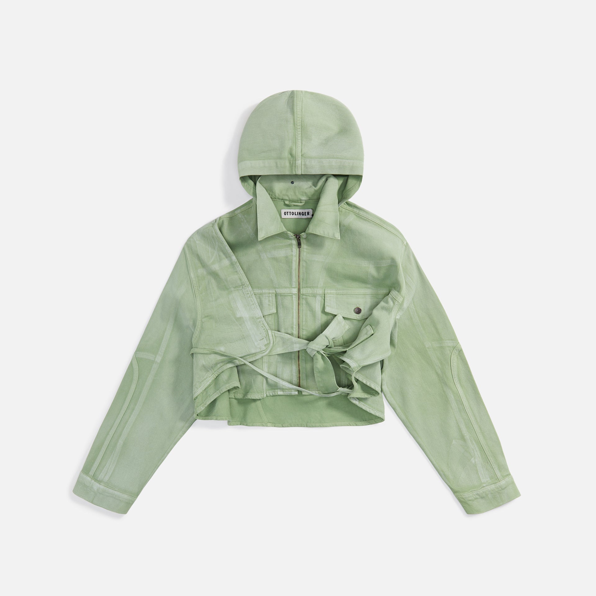 Ottolinger Cropped Denim Jacket - Pistachio Paint