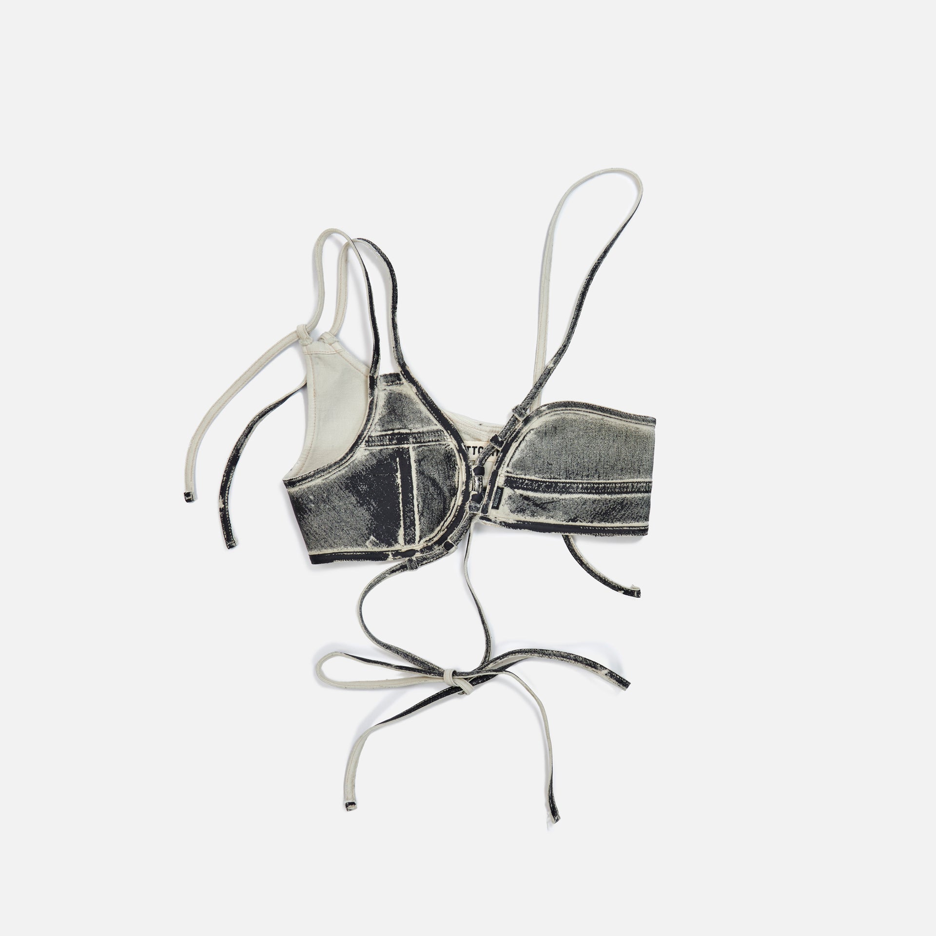 Ottolinger Laced Denim Top - Black Paint
