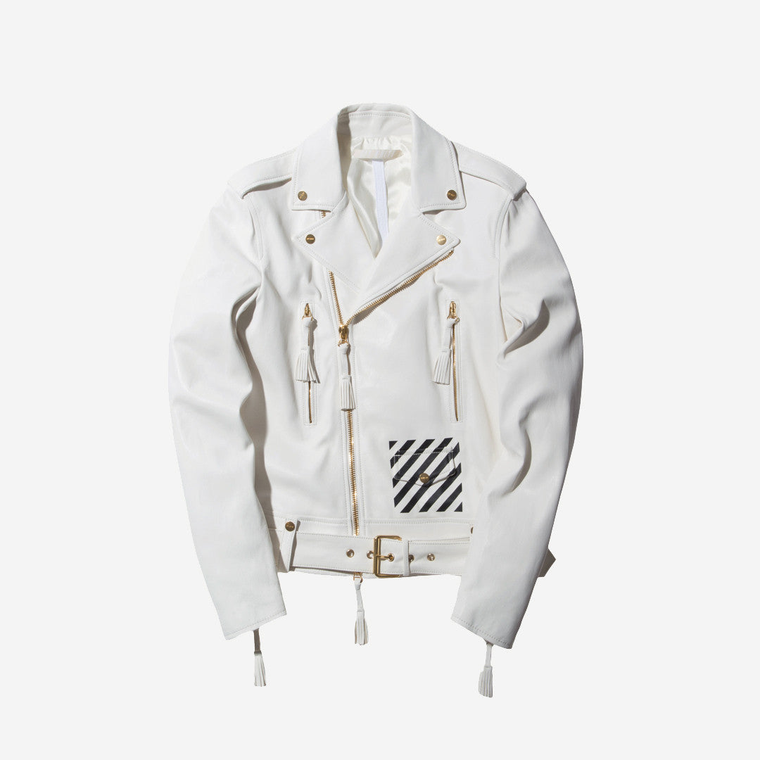 Off-White Leather Jacket - White