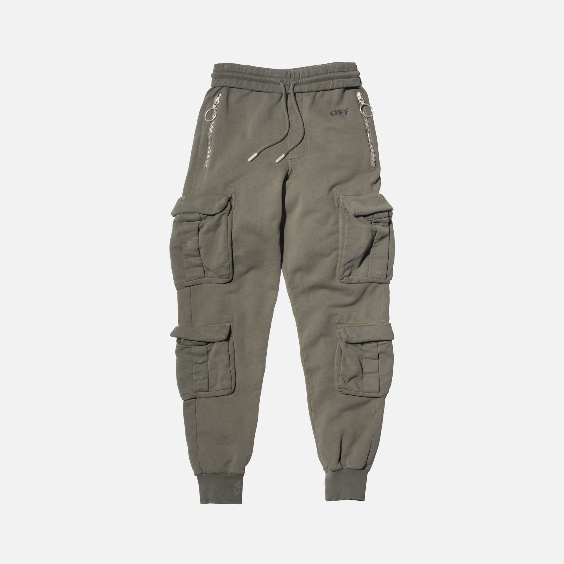Off-White Washed Cargo Pant - Green