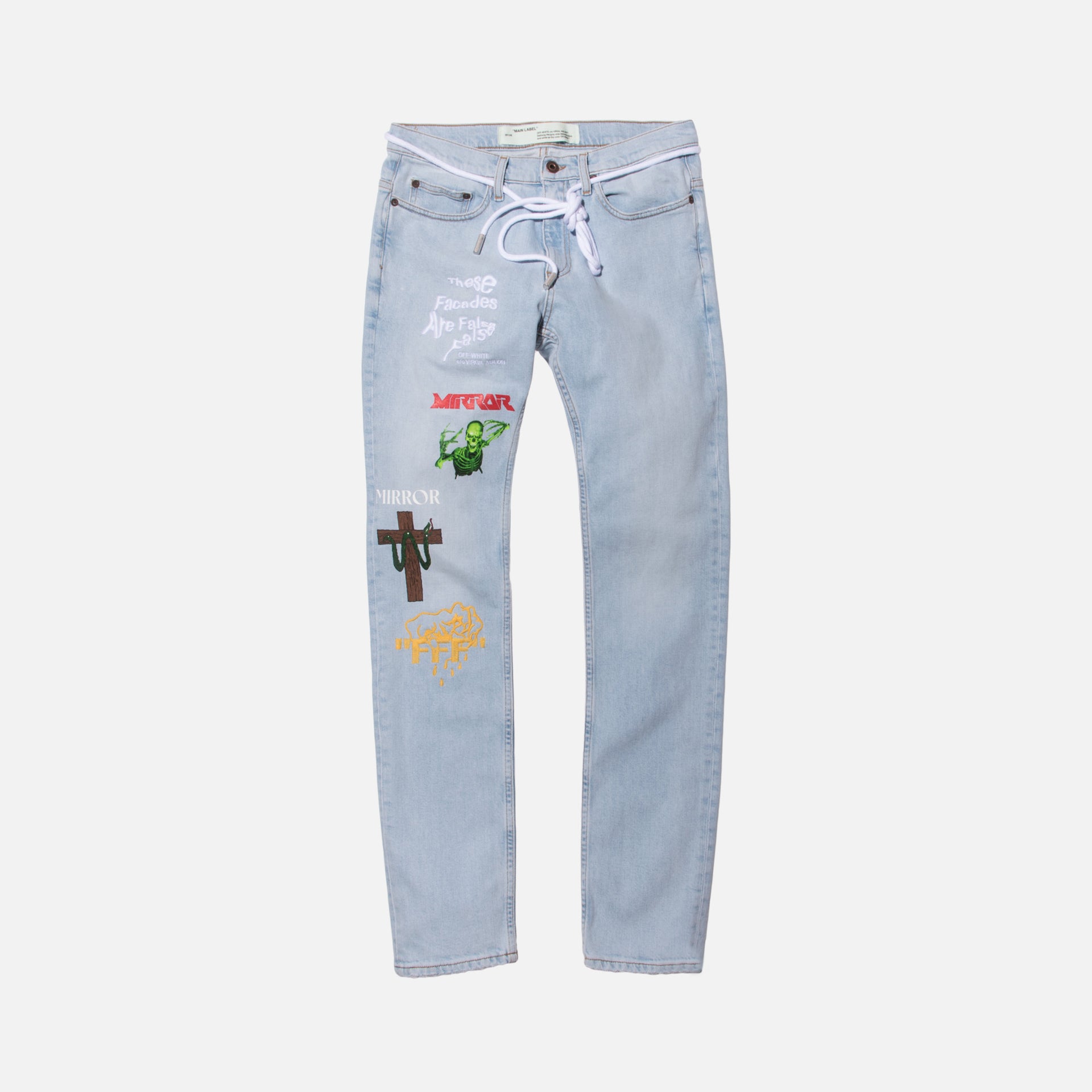 Off-White Mix Rock Skinny Denim - Light Blue