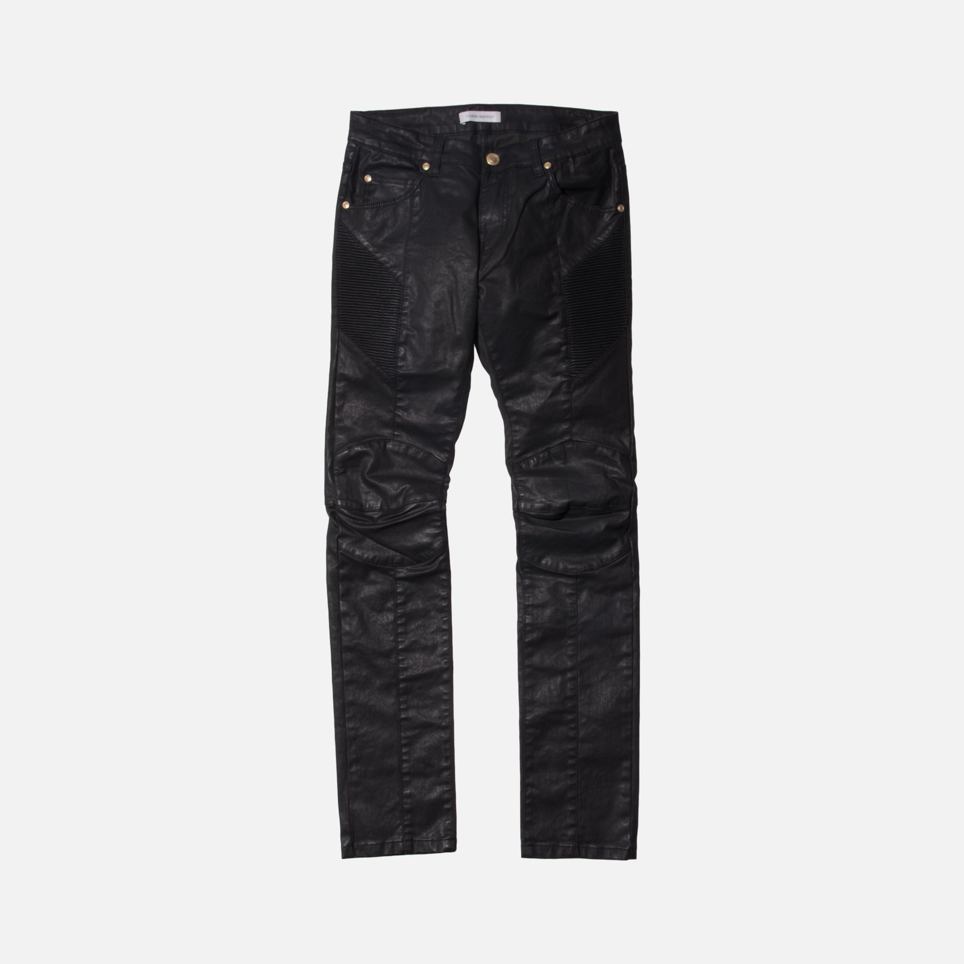 Pierre Balmain Coated Biker Denim - Black