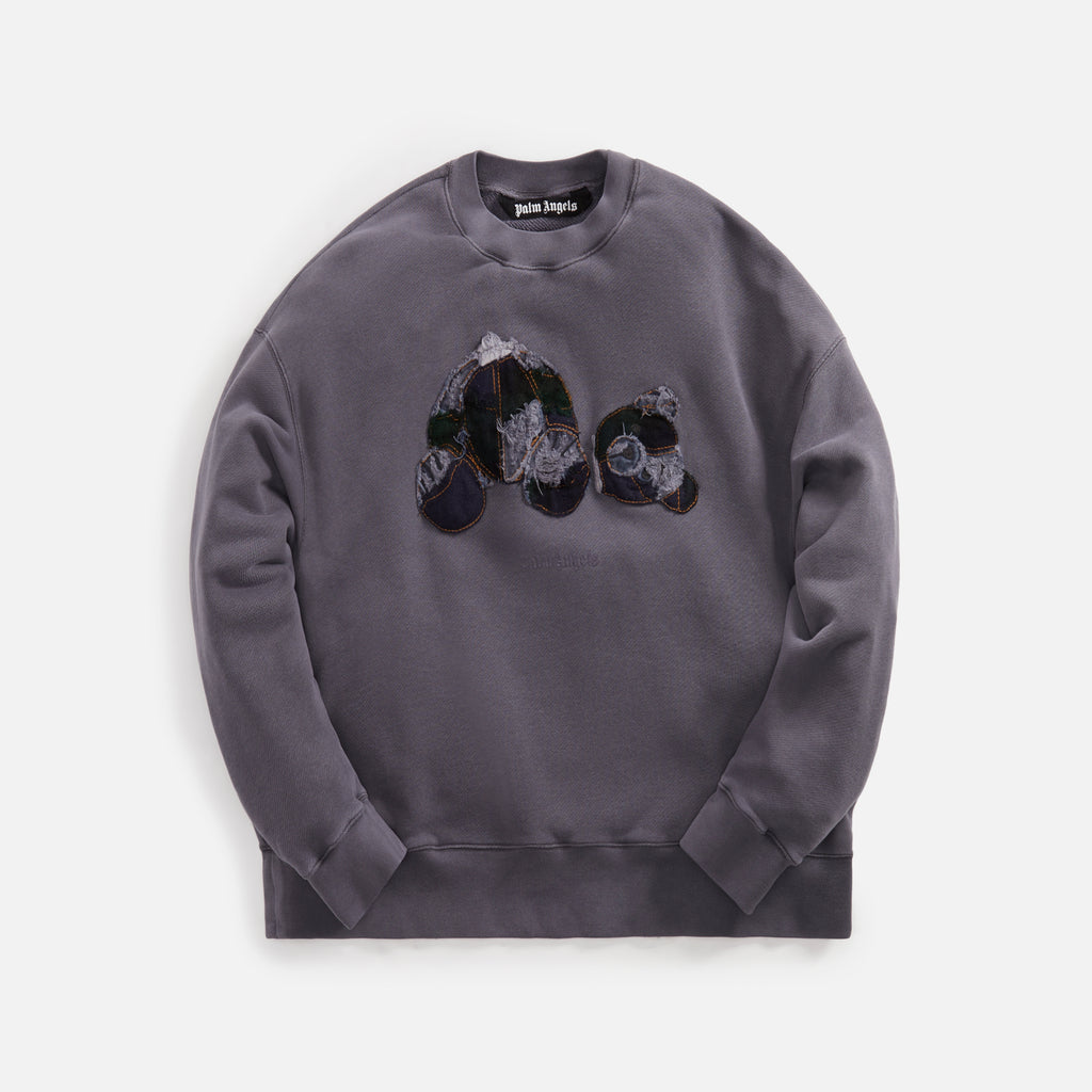 Palm Angels PA Patchwork Ripped Bear Crewneck - Inidgo