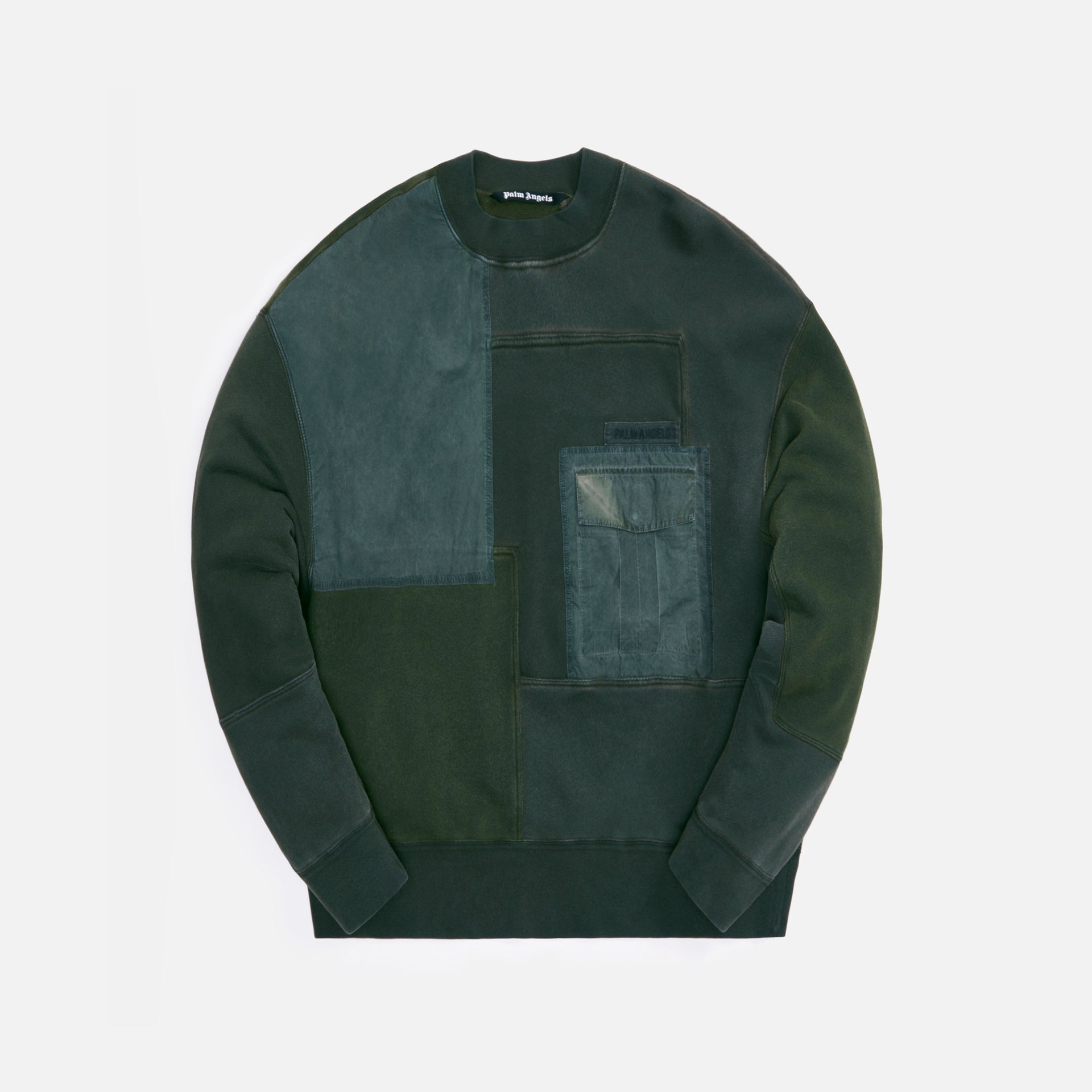 Palm Angels Patchwork Military Crewneck - Olive