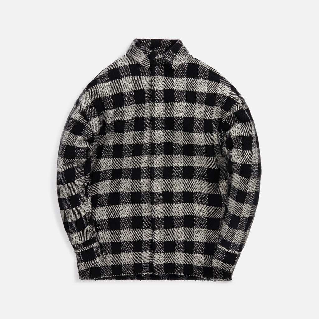 PALM ANGELS - Flannel Curved Logo Overshirt Black