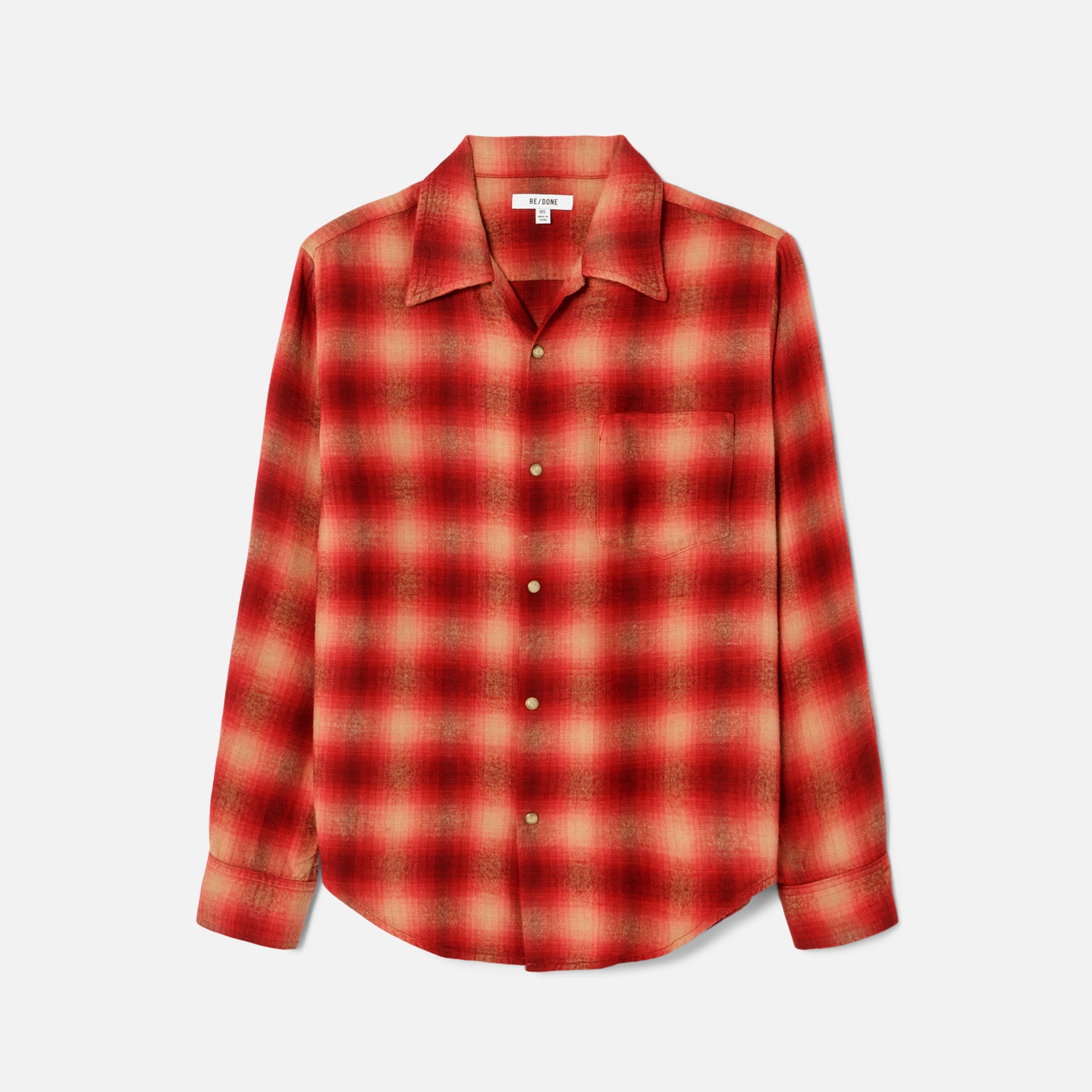 ReDone 60s Plaid Shirt - Burgundy Tan Plaid
