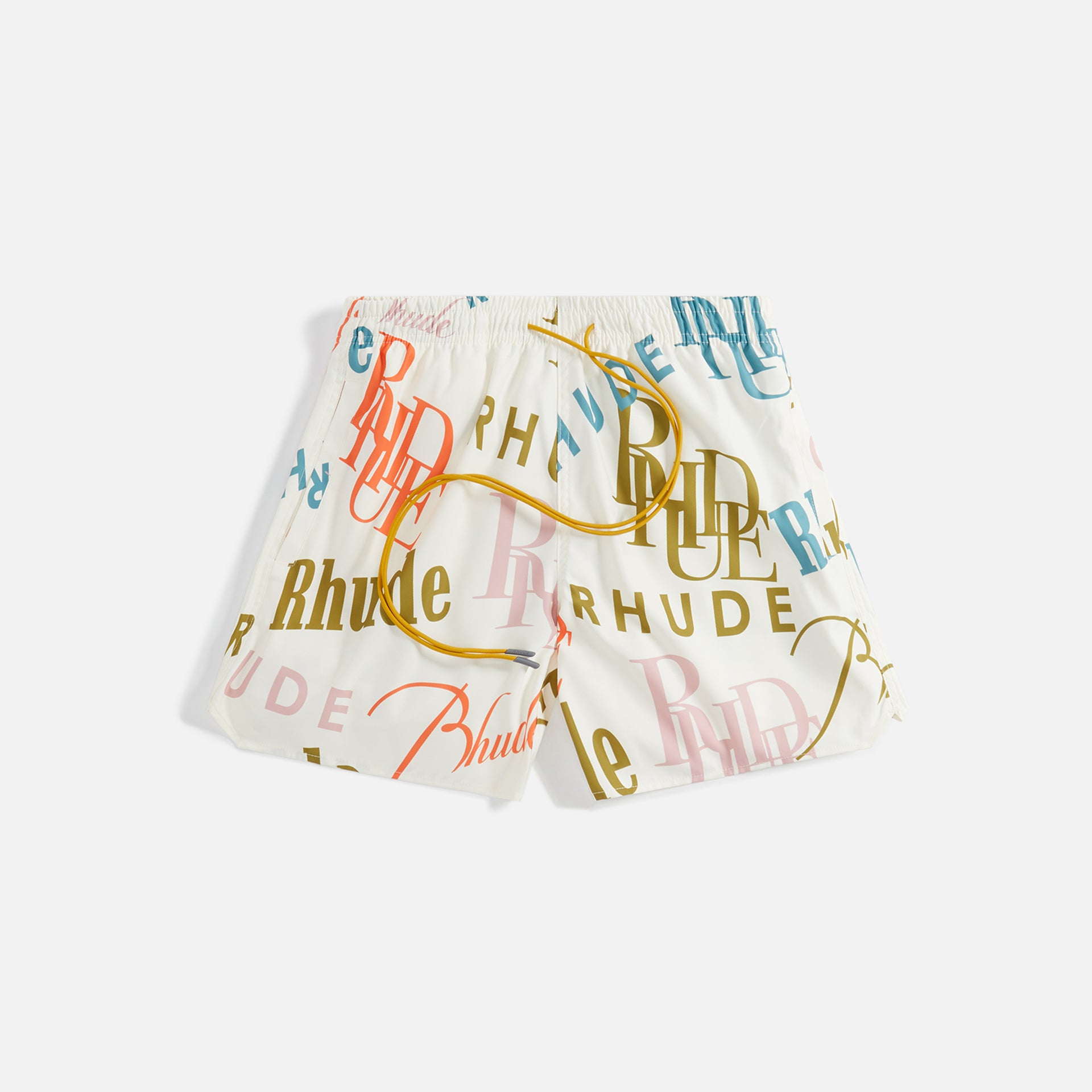 Rhude Mash-Up Logo Swim Trunks - Creme