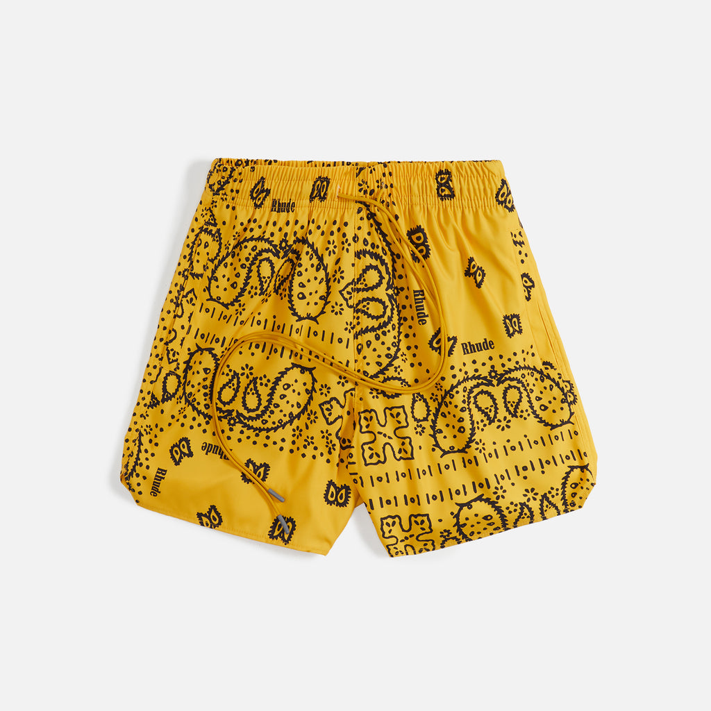 Rhude Signature Swim Trunks - Mustard Black