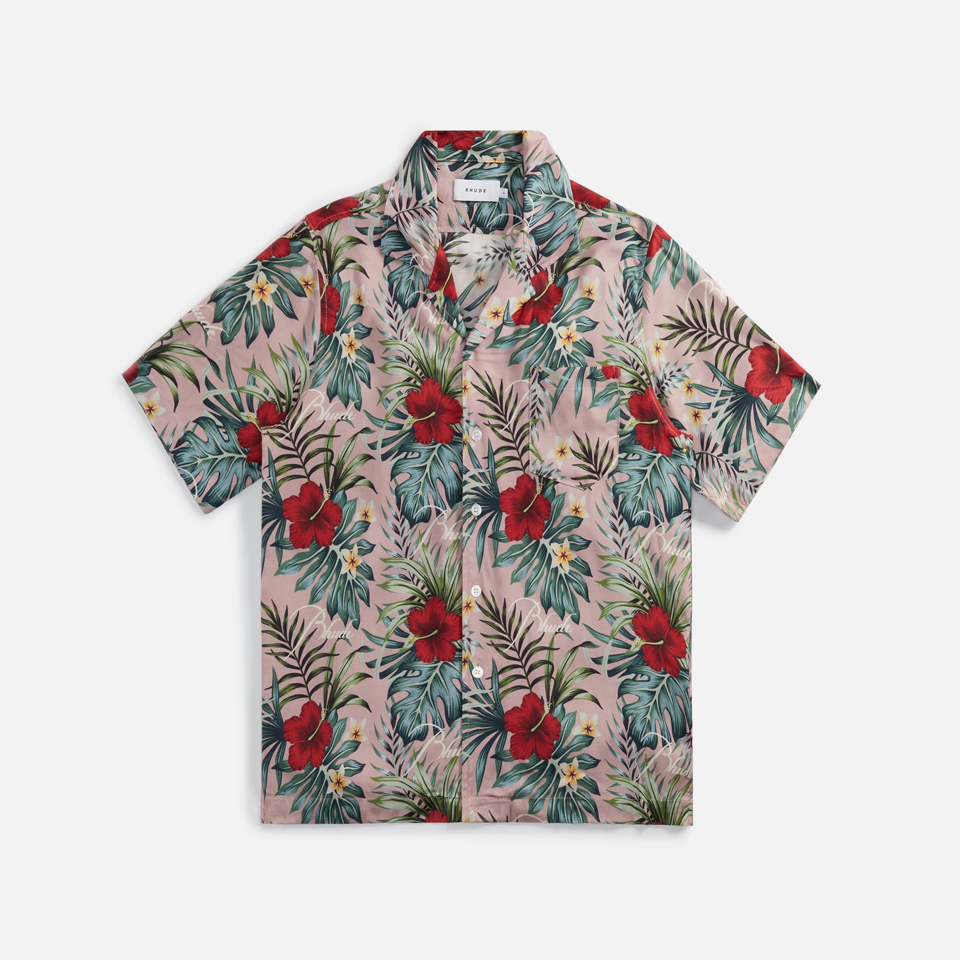 Rhude Hawiian Logo Rayon Shirt - Mauve