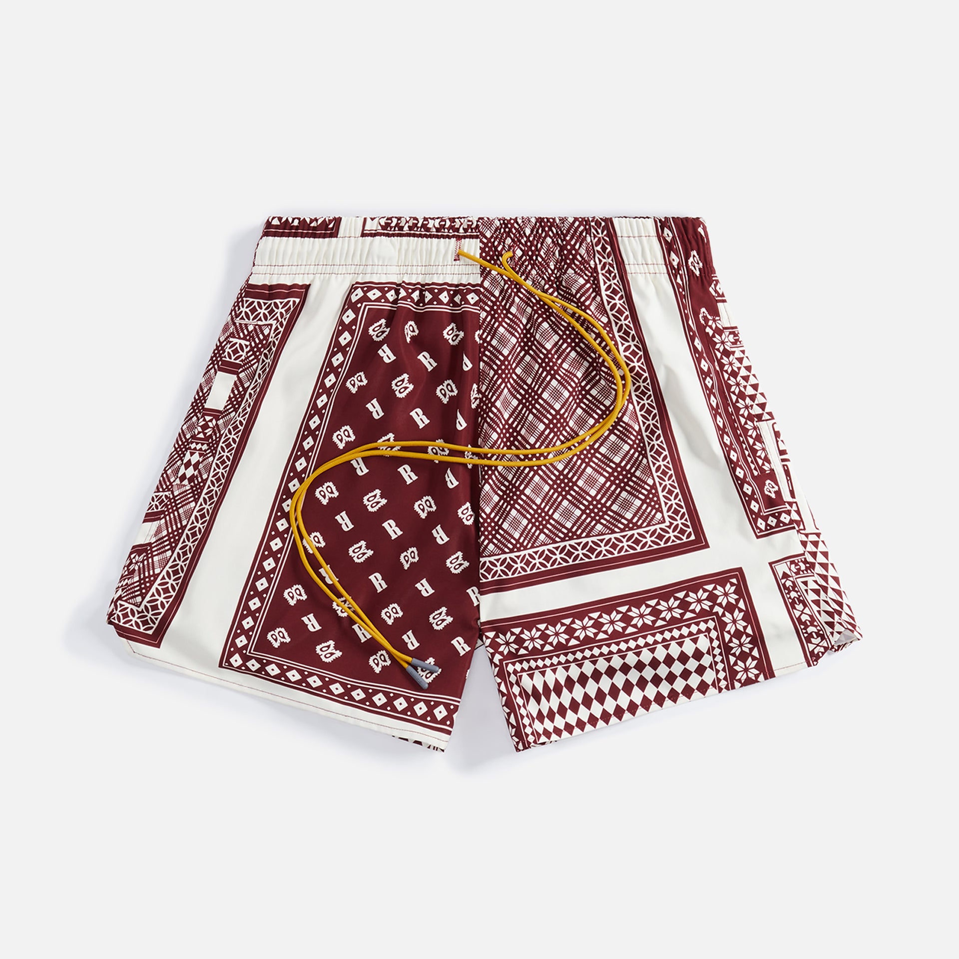 Rhude Card Print Swim Trunk - Maroon