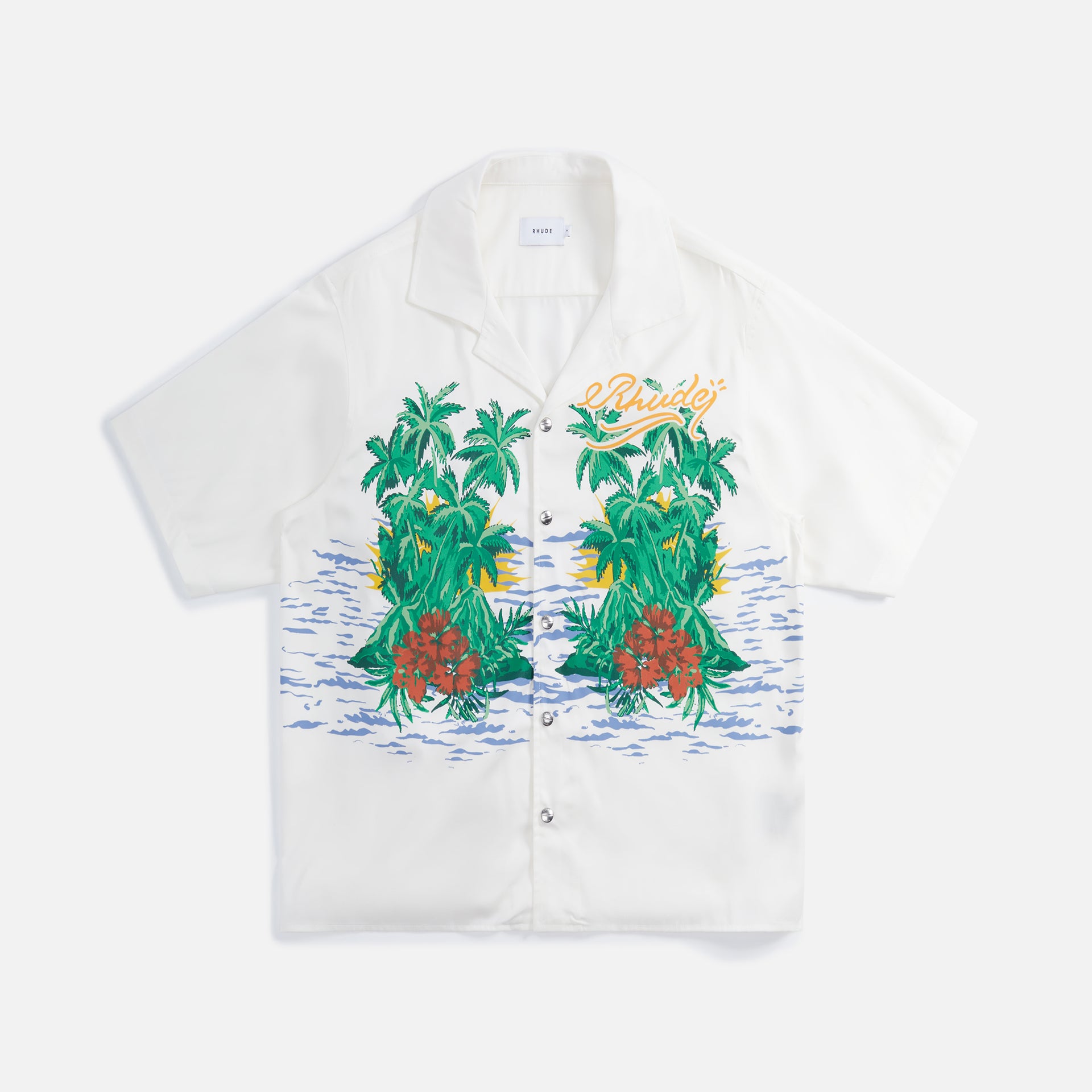 Rhude Palmas Snap Shirt - Off White