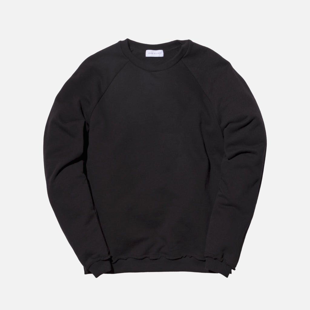 John Elliott Raw Edge Raglan Crewneck - Black – Kith