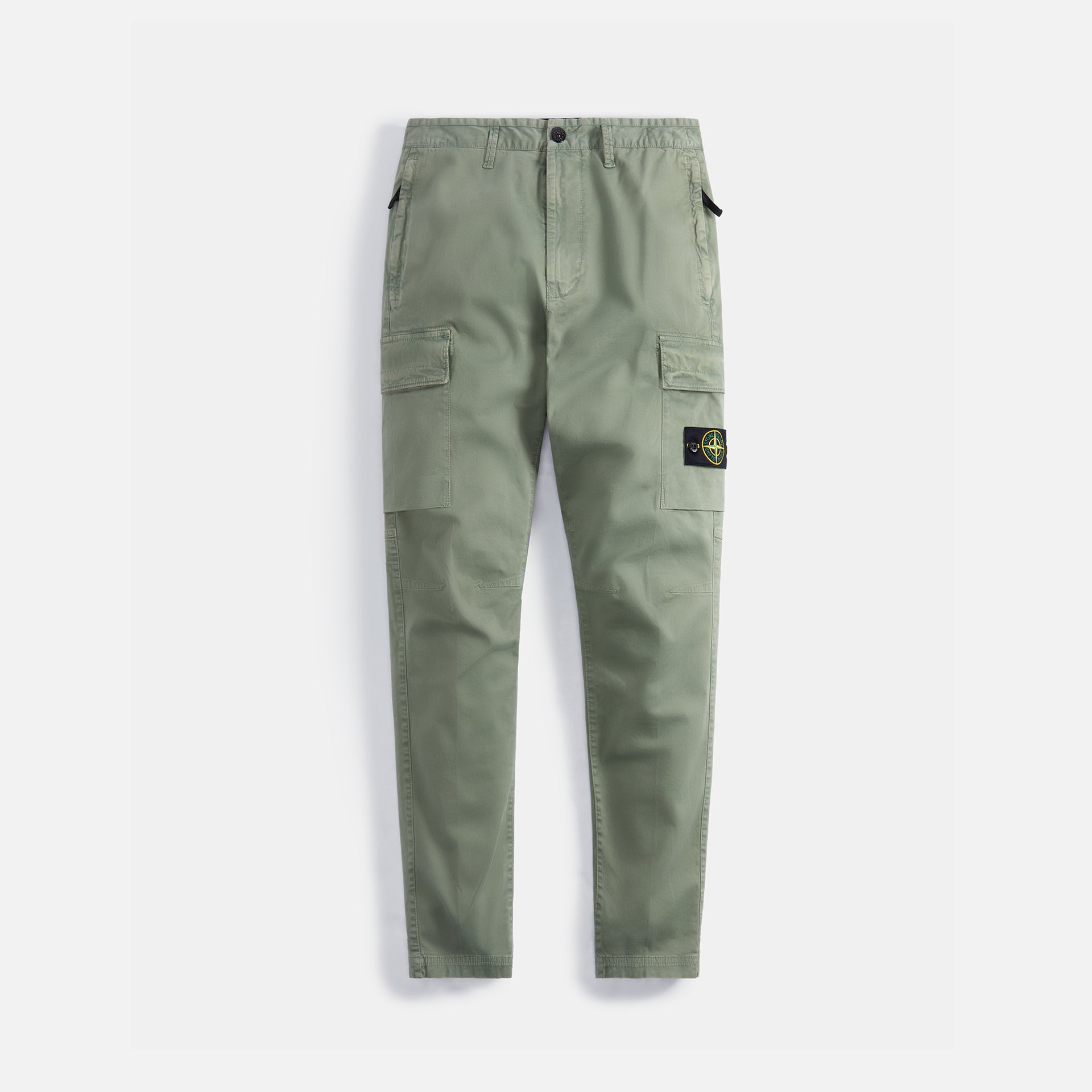 Stone Island Stretch Cotton Wool Satin Garment Dyed Cargo Pant - Sage