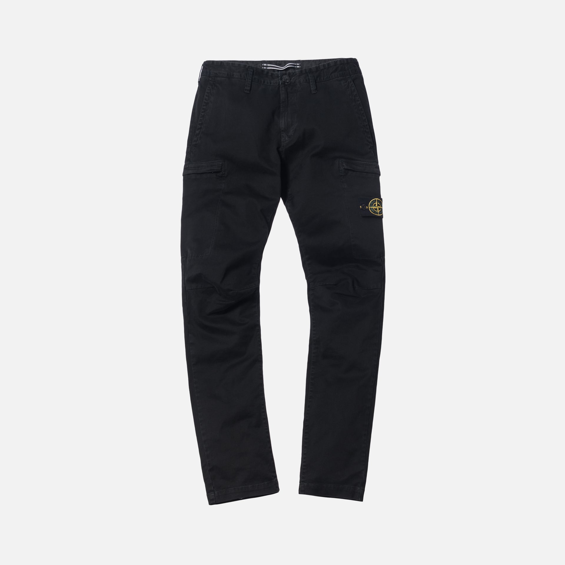 Stone Island Broken Twill Stretch Cotton Slim Zip Cargo Pant - Black