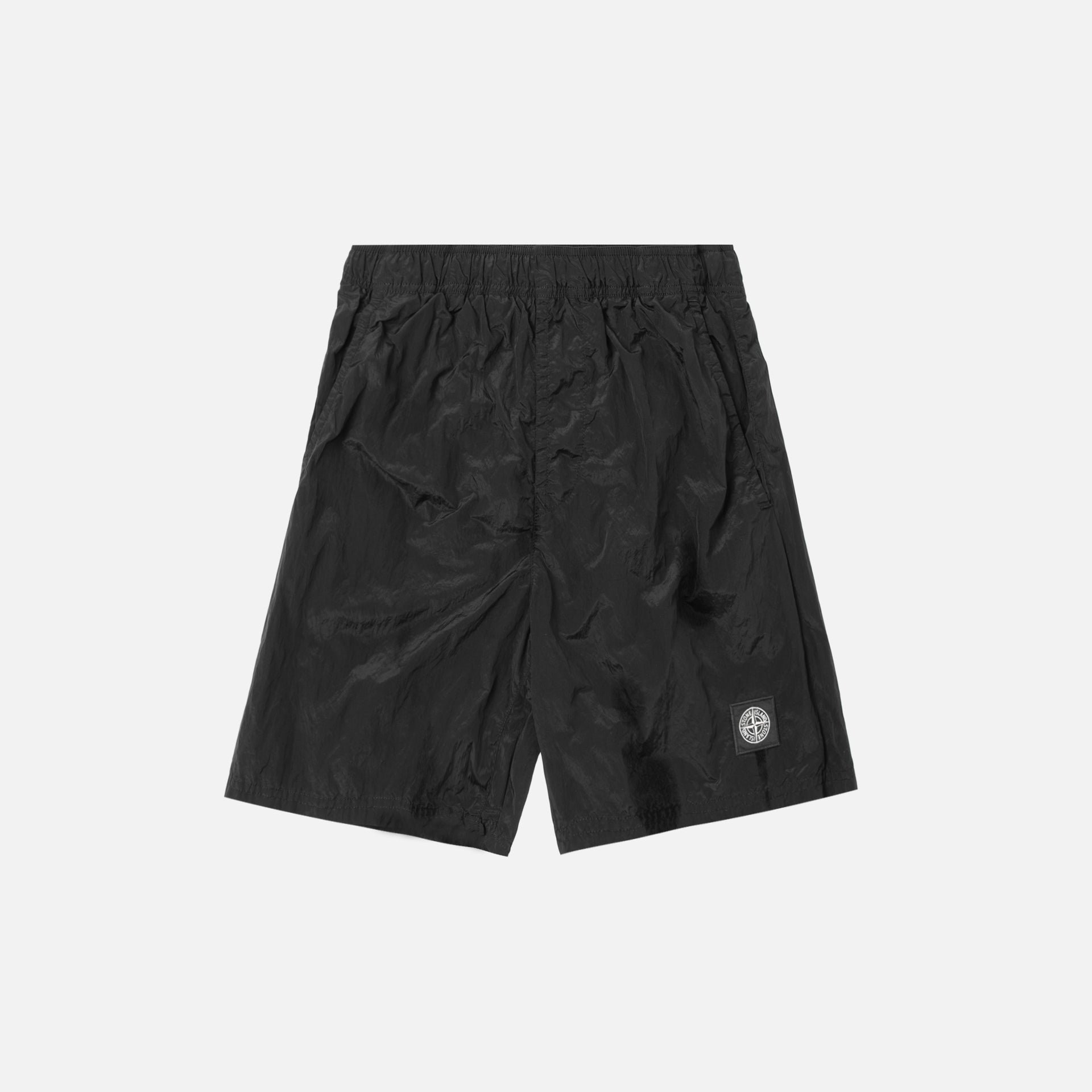 Stone Island Nylon Metal Mid Length Garment Dyed Logo Swim Short - Black