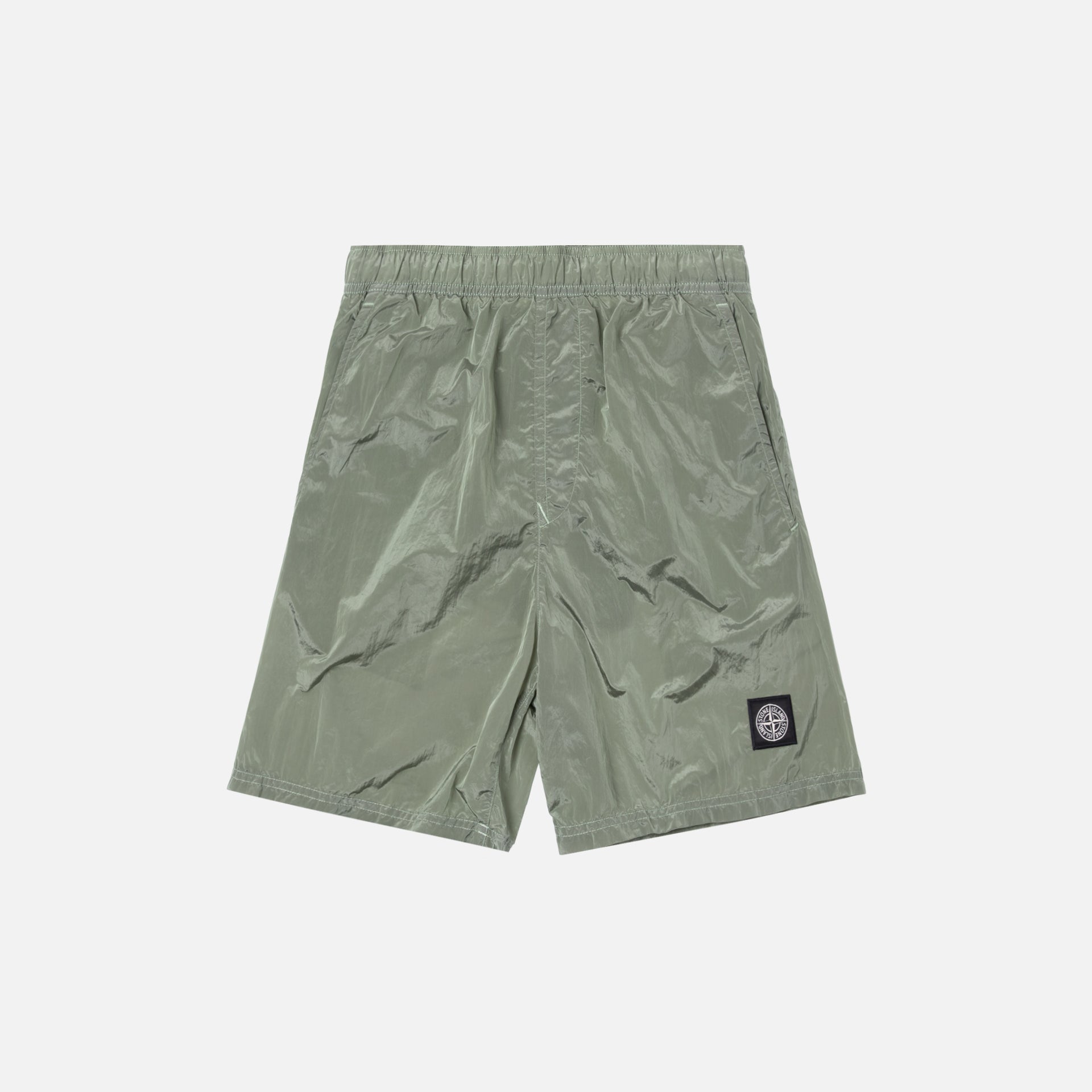 Stone Island Nylon Metal Mid Length Garment Dyed Logo Swim Short - Salvia