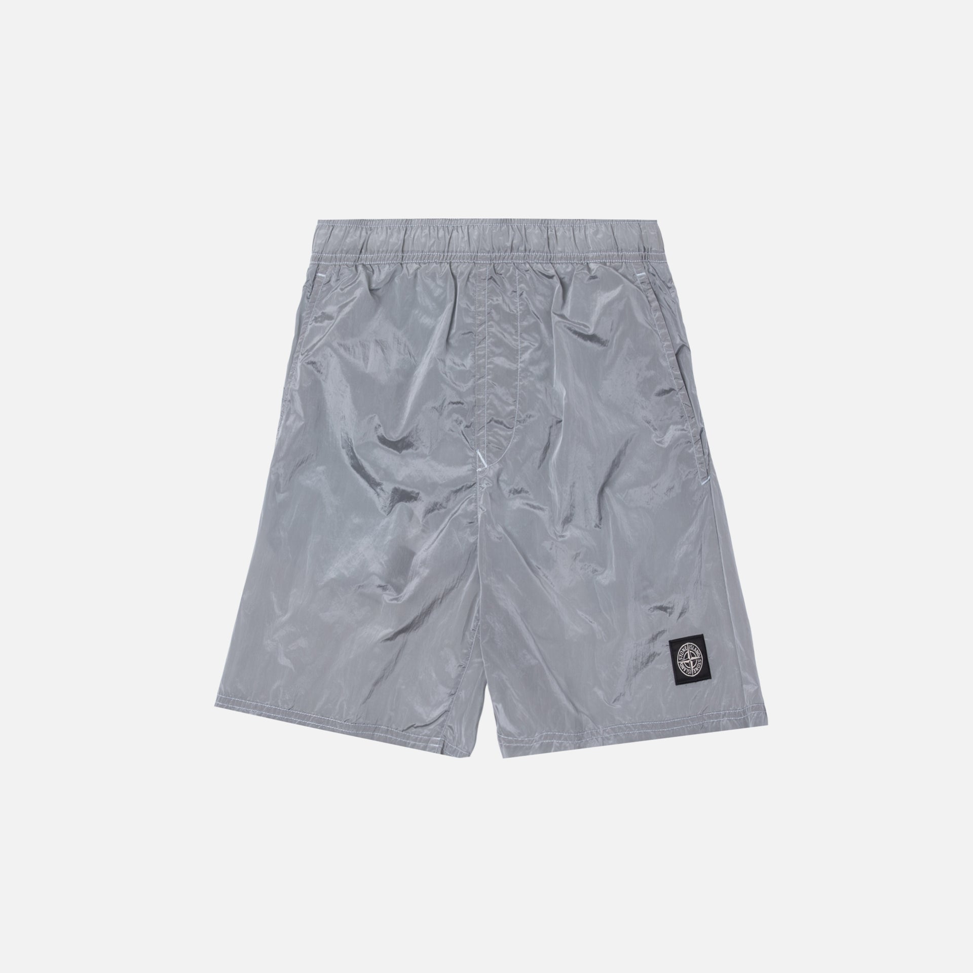 Stone Island Nylon Metal Mid Length Garment Dyed Logo Swim Short - Perla