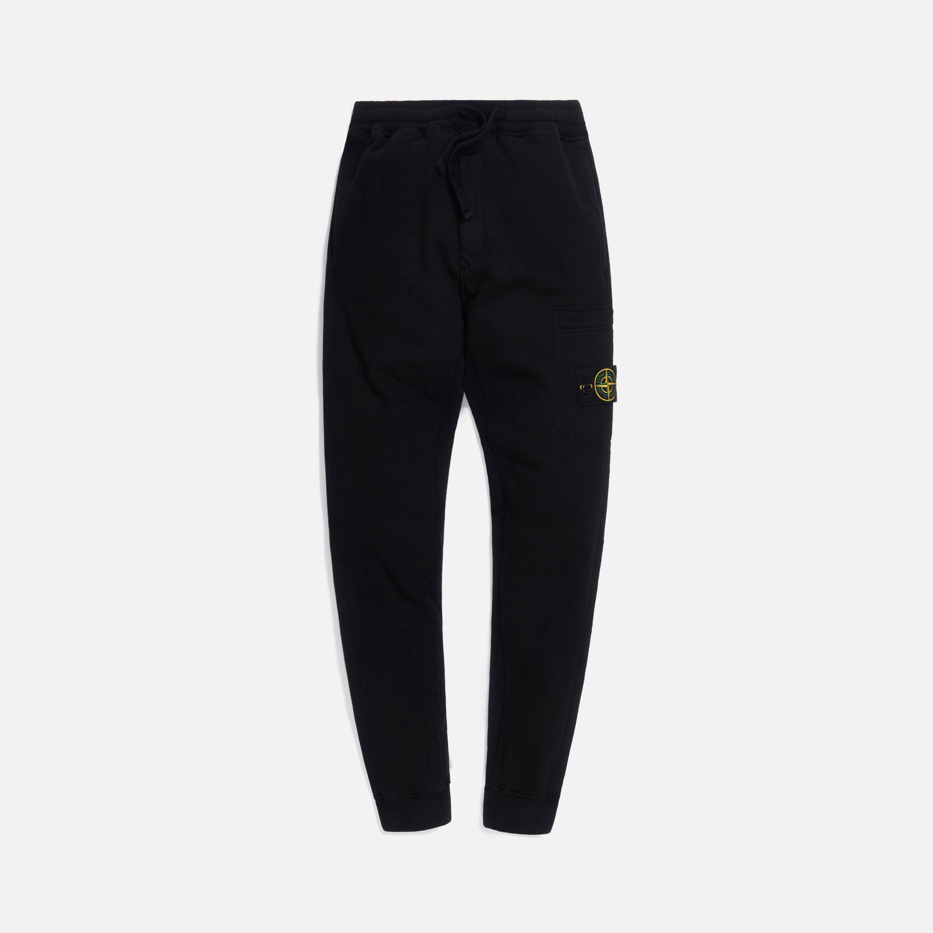 Stone Island Brushed Cotton Fleece Garment Dyed Pants - Black
