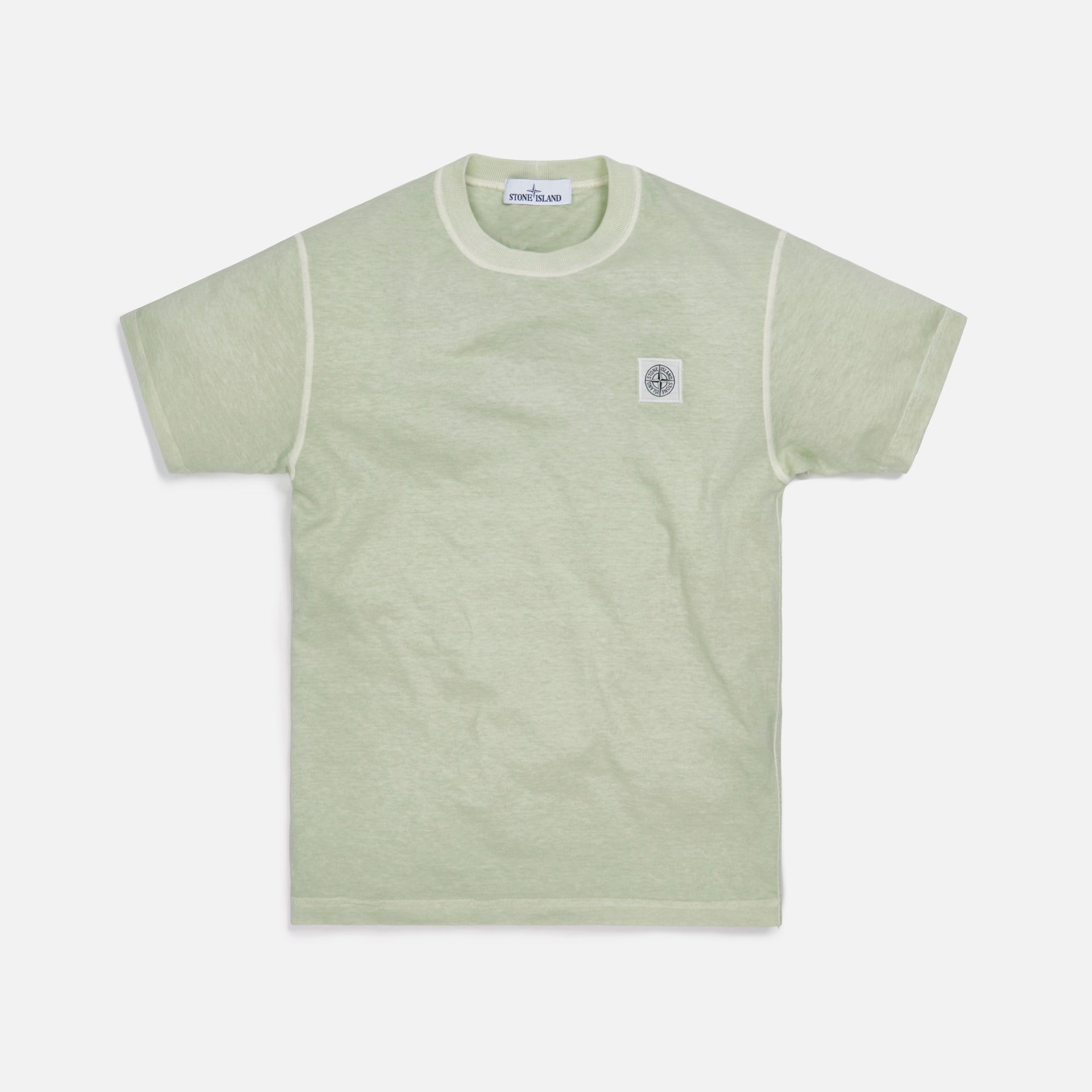Stone Island Cotton Jersey Garment Dyed Fissato Tee - Light Green