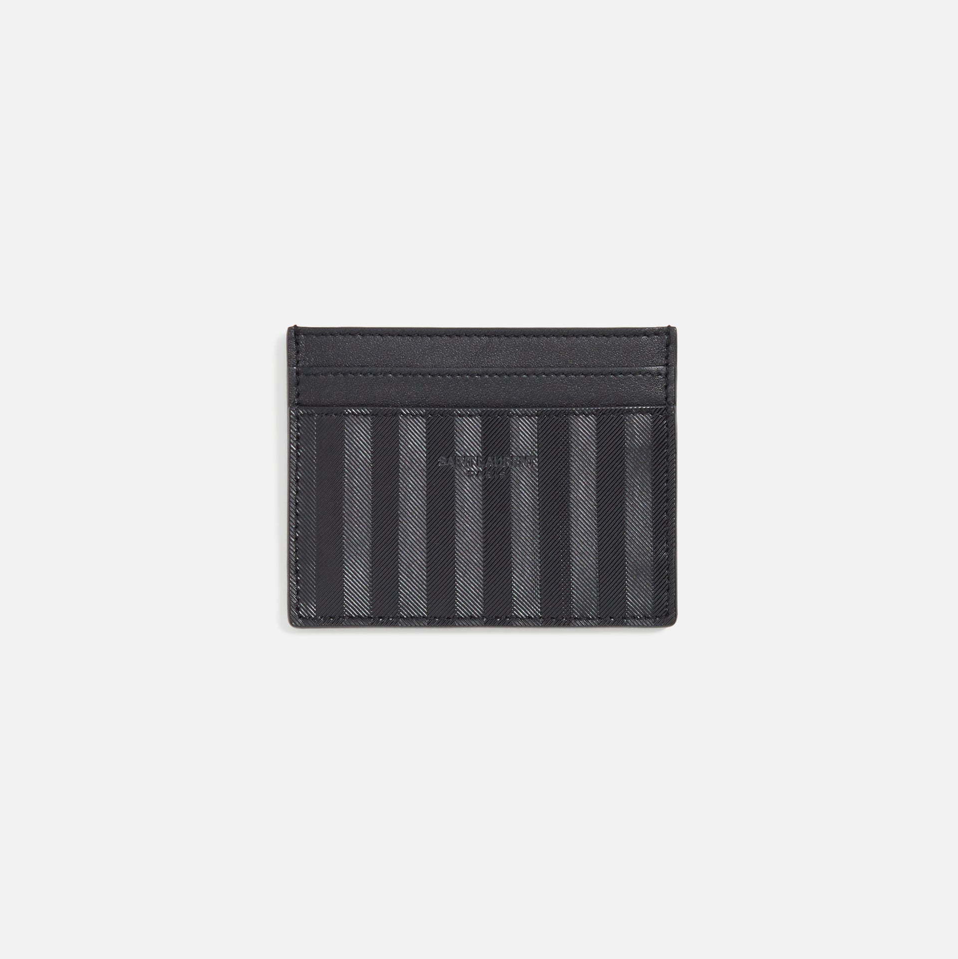 Saint Laurent Chevron Quilted Leather Card Case - Black