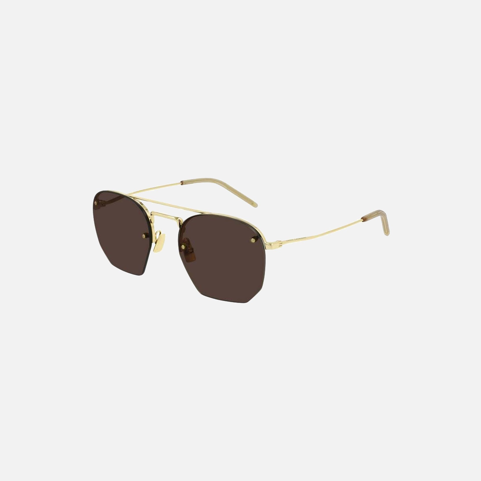 Saint Laurent Round Wire Frame Double Bridge  - Brown