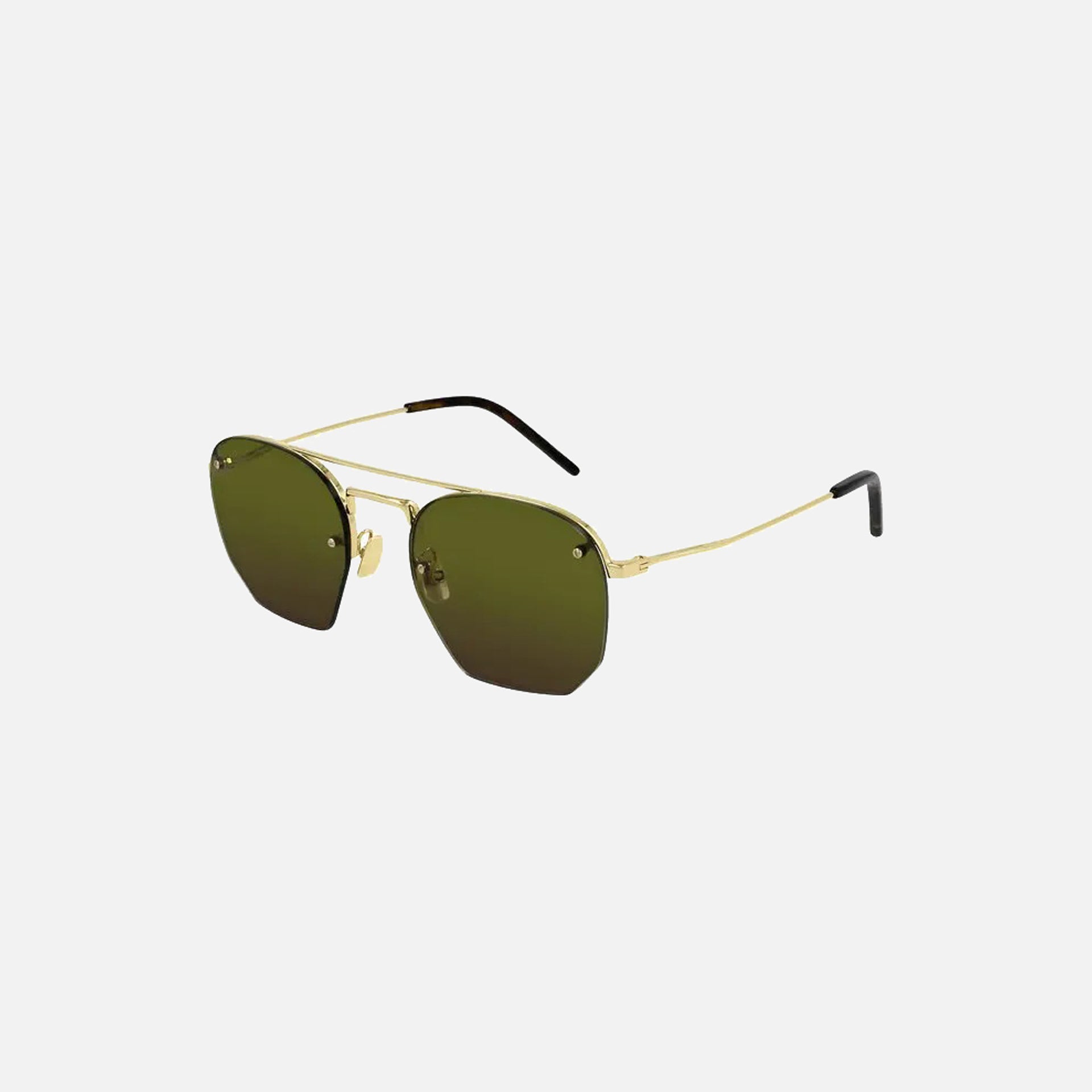 Saint Laurent Round Wire Frame Double Bridge - Green